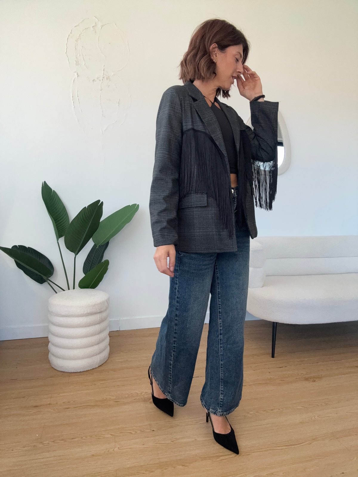 Blazer con frange nere