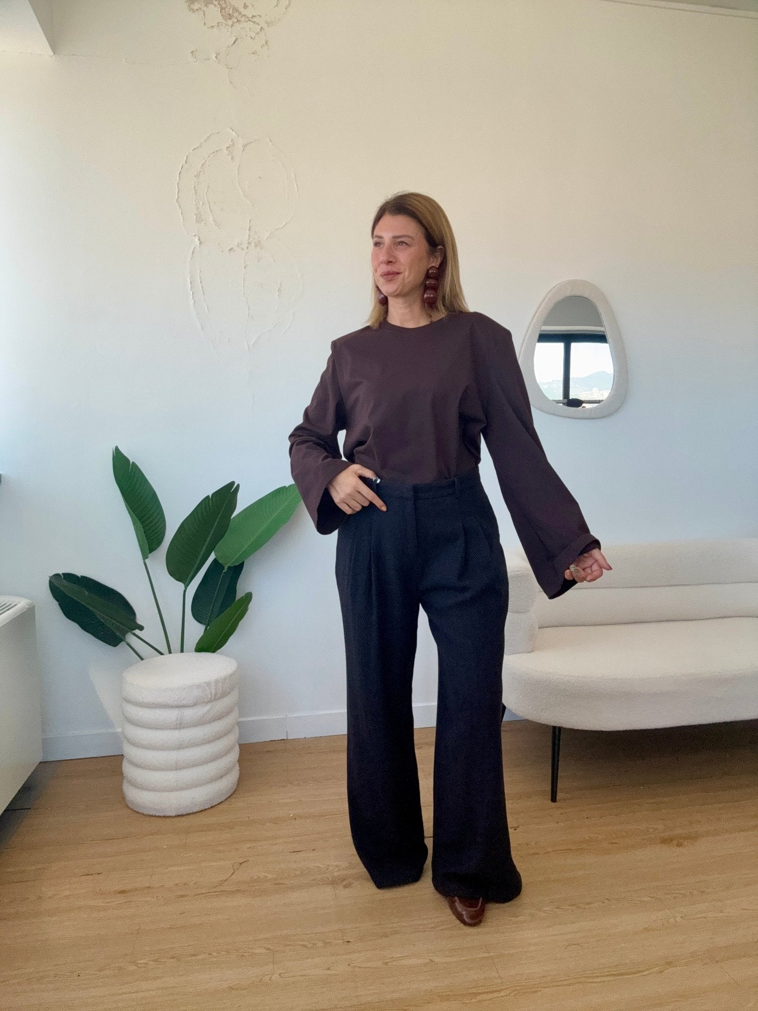 LUMINA- Pantaloni misto lana spiagati baggy - GGlam