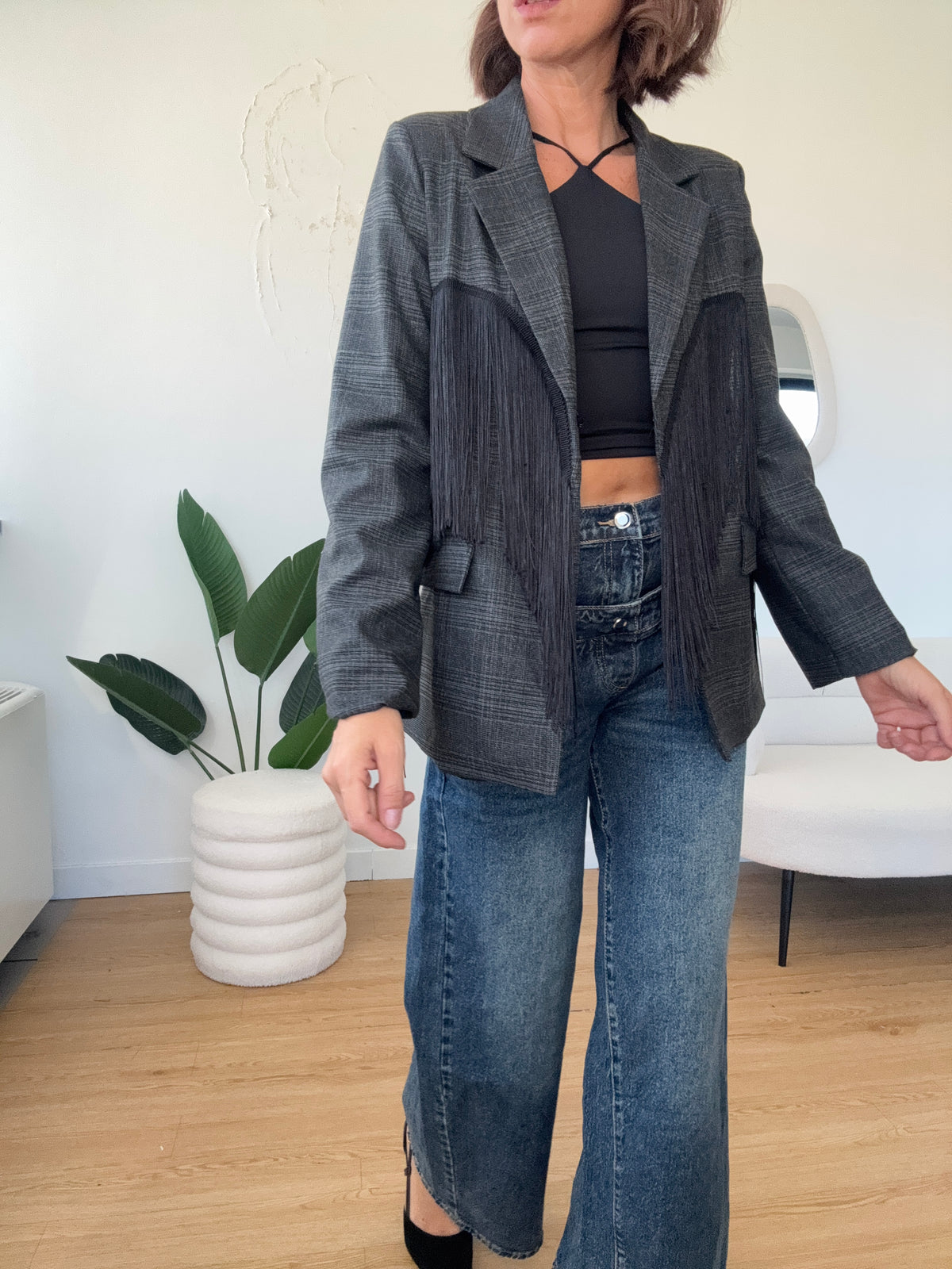 Blazer con frange nere