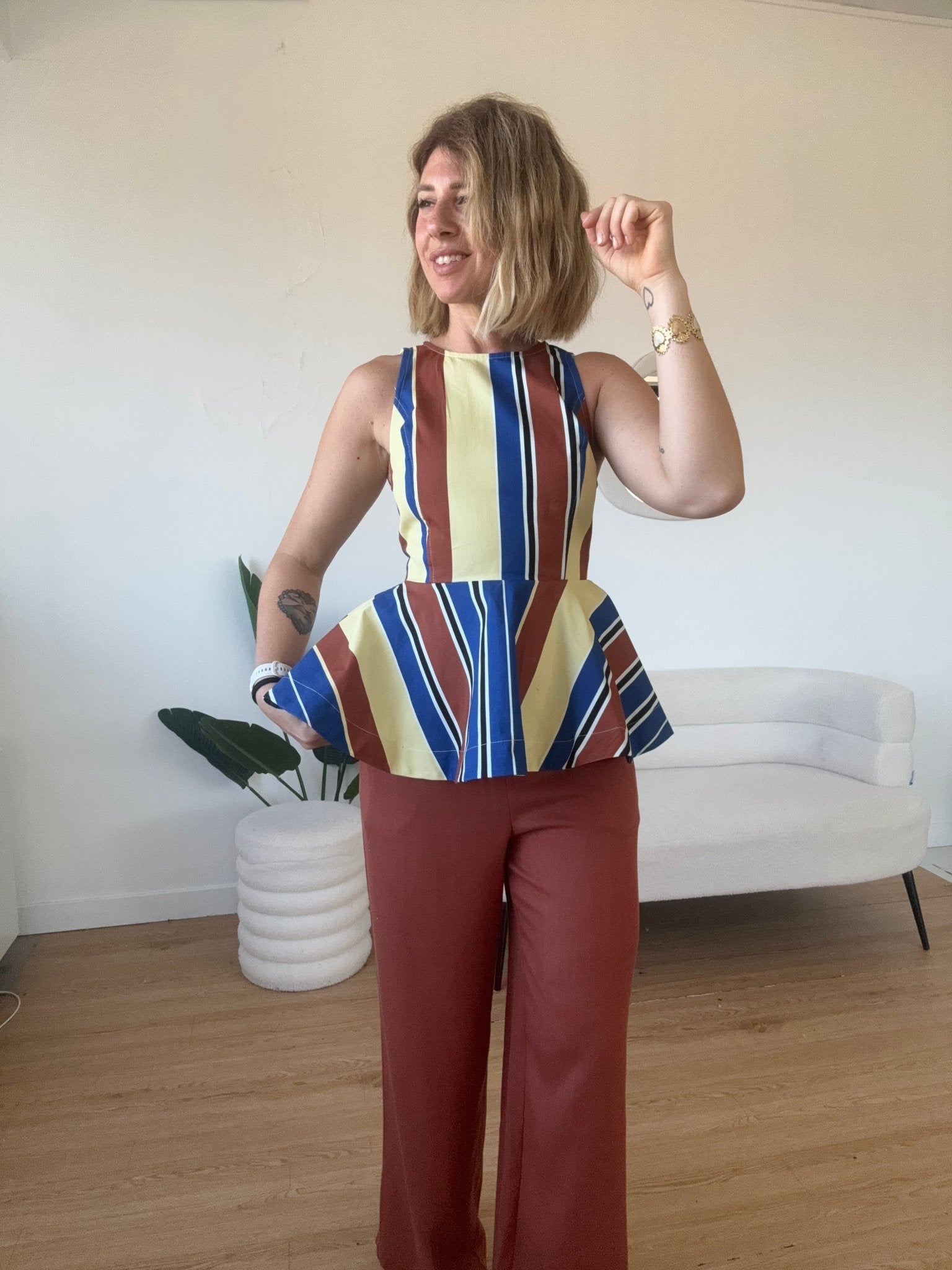 Top a righe con balza completo Summer by Lumina - G.Glamour