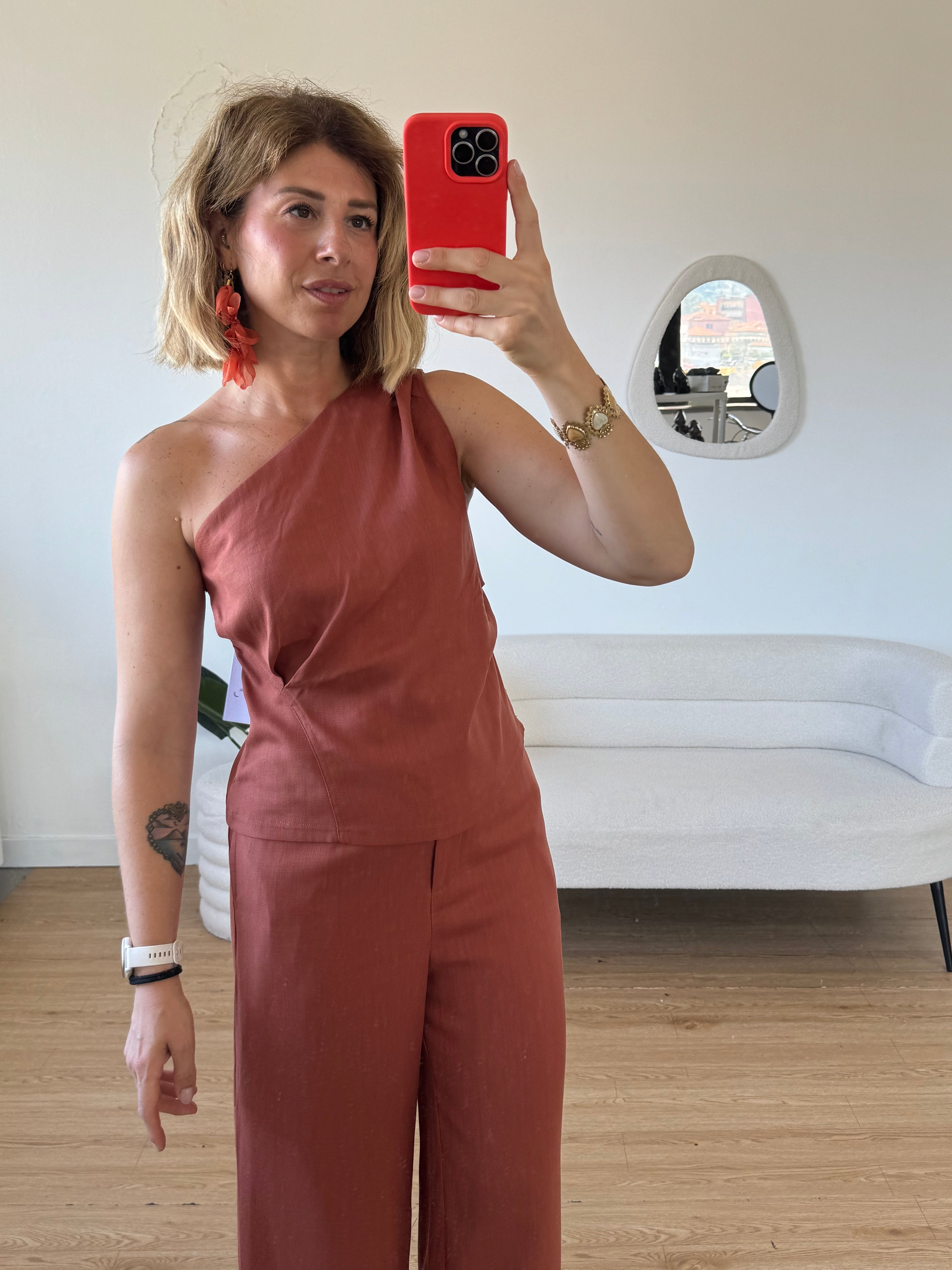 Top lino monospalla completo Denise by Lumina