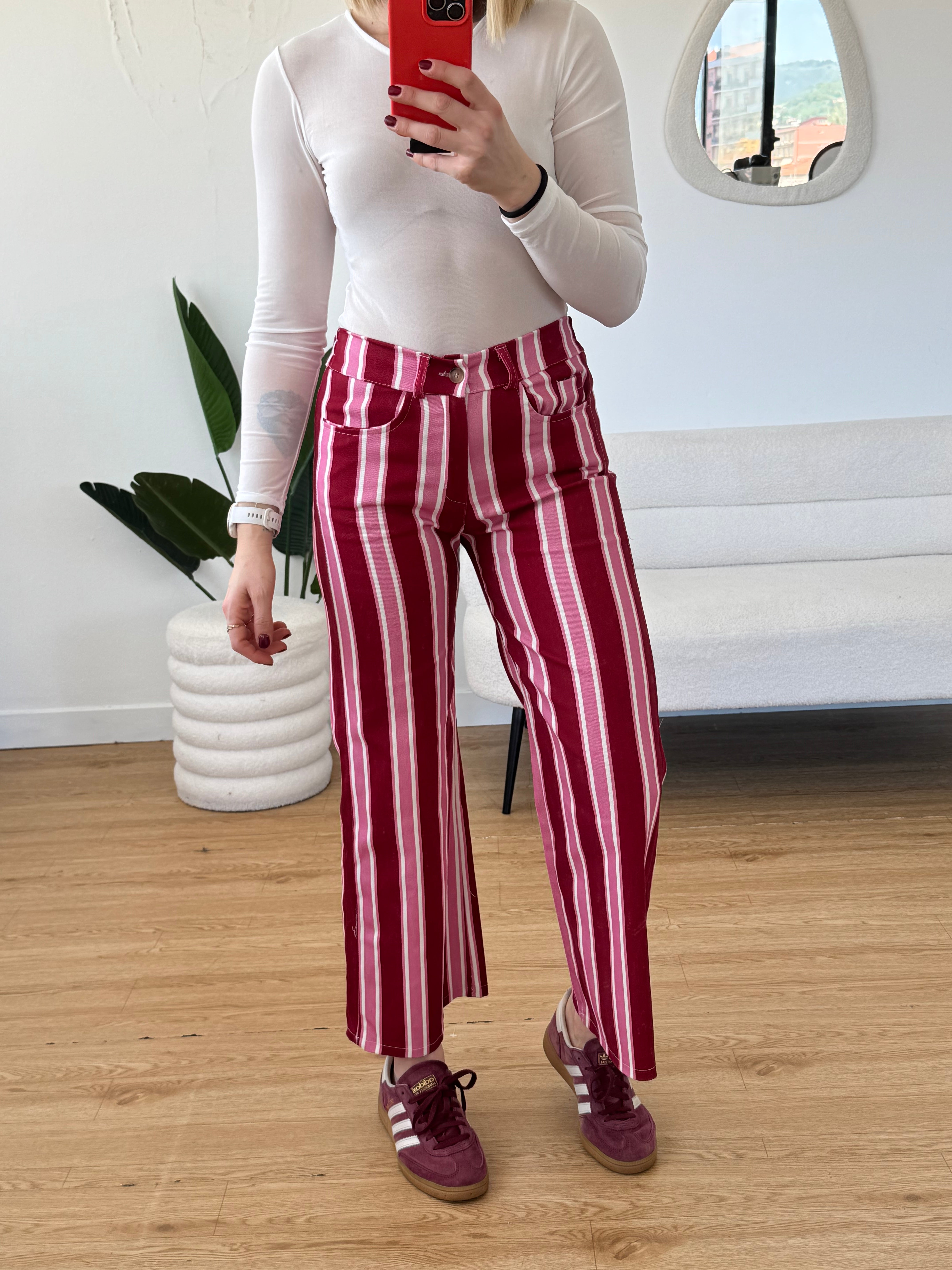 Jeans 7/8 a righe