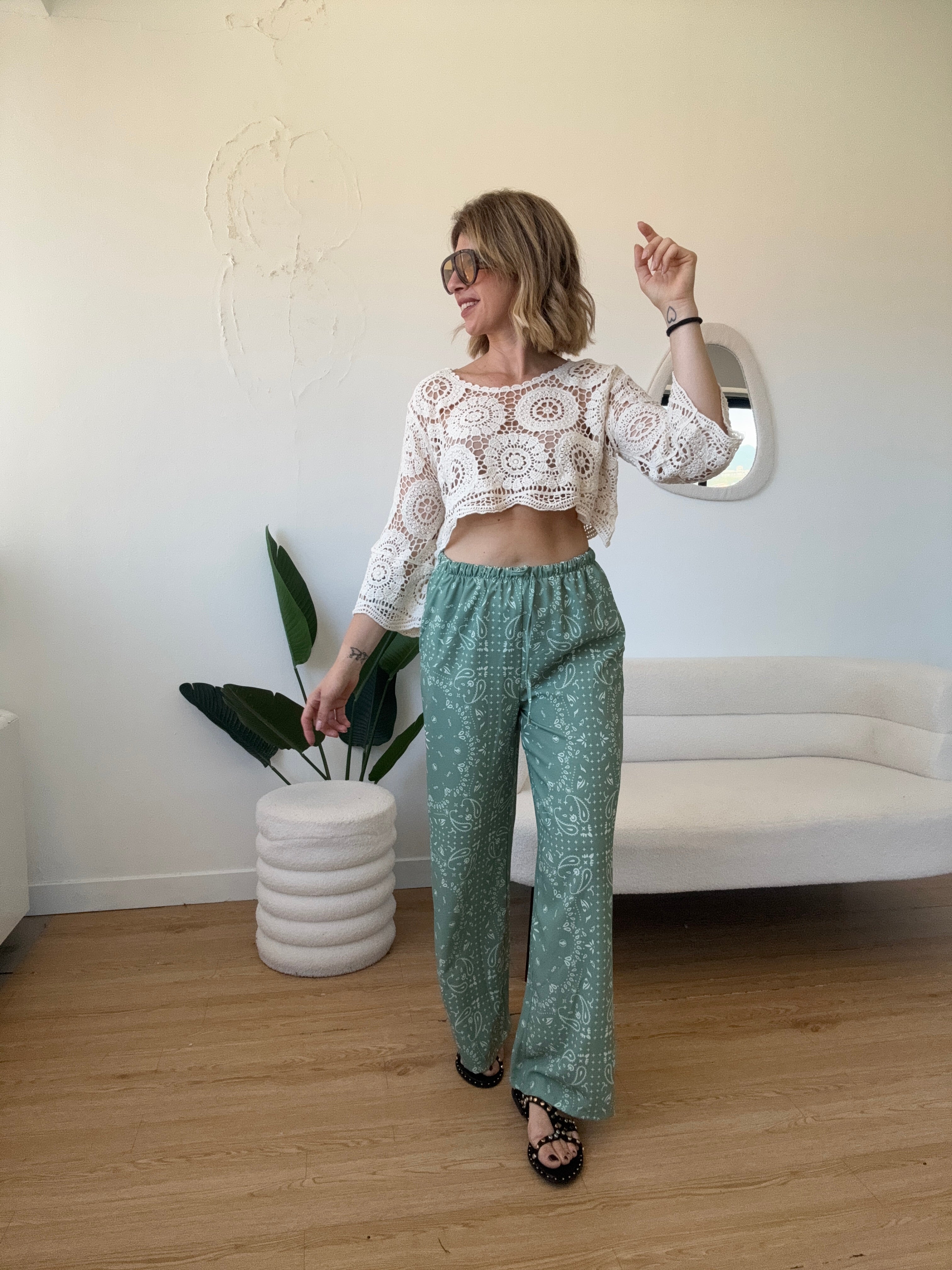 Pantaloni a palazzo stampa bandana
