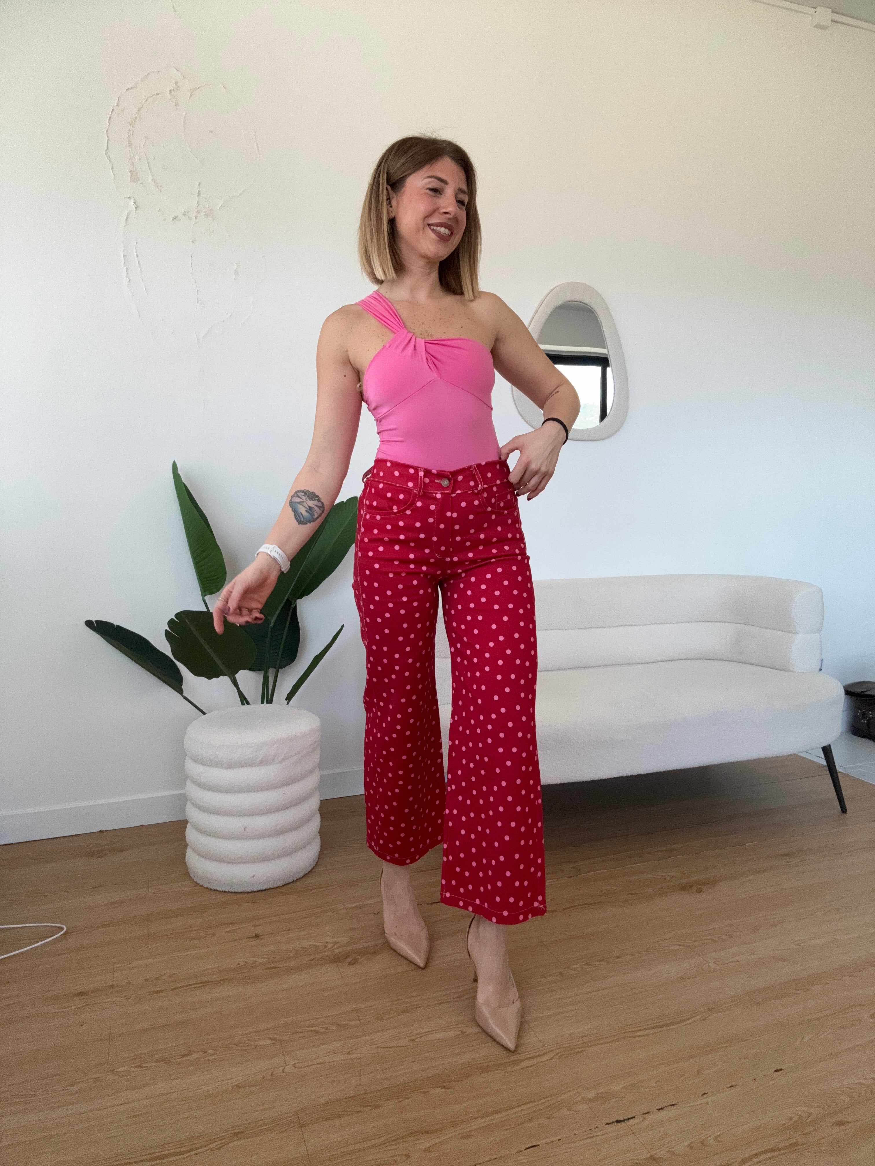 Jeans 7/8 a pois