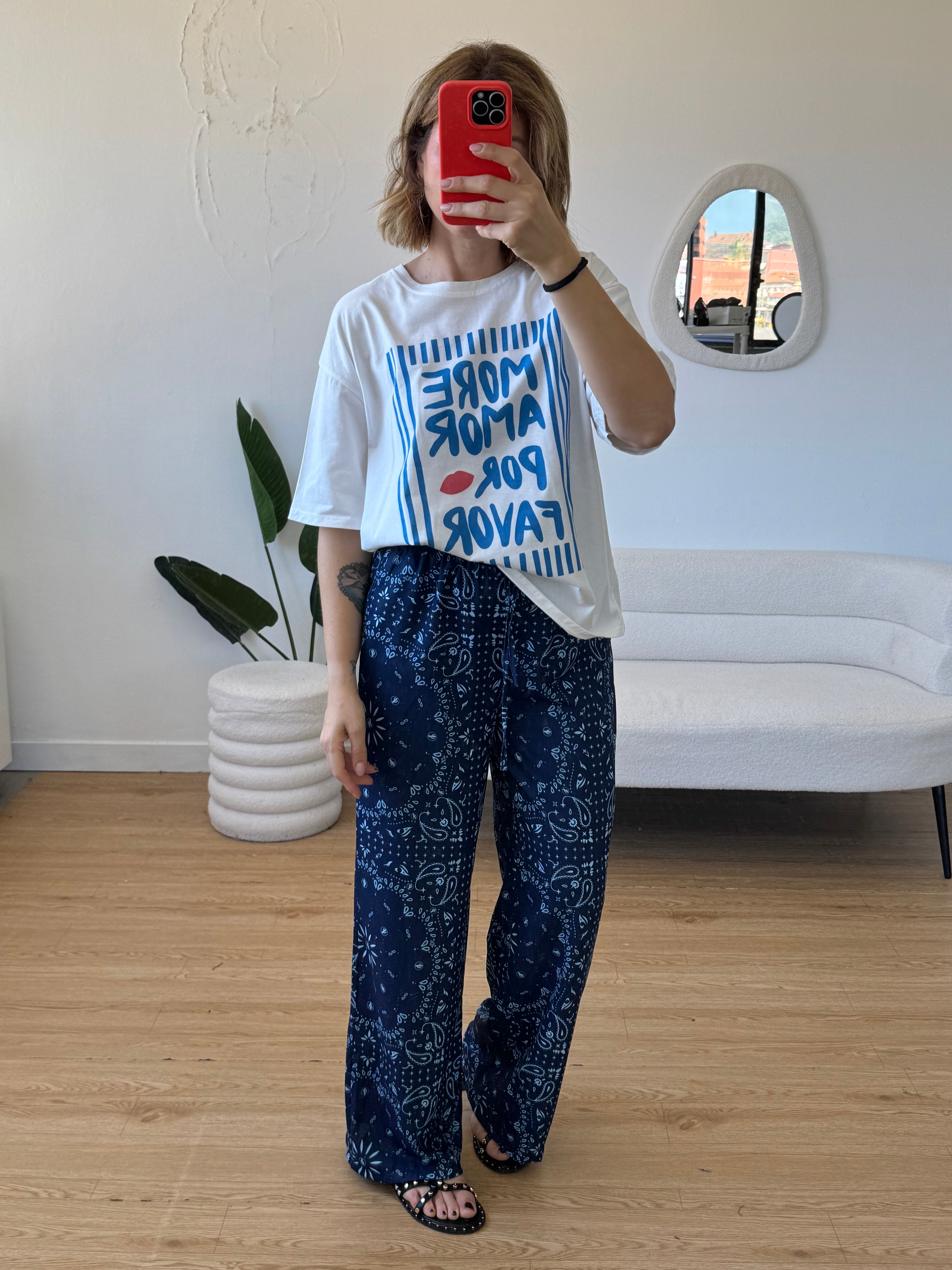 Pantaloni a palazzo stampa bandana
