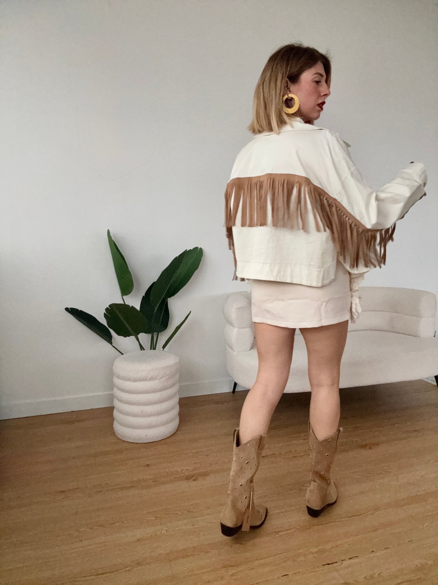 Giacca jeans con frange - G.Glamour