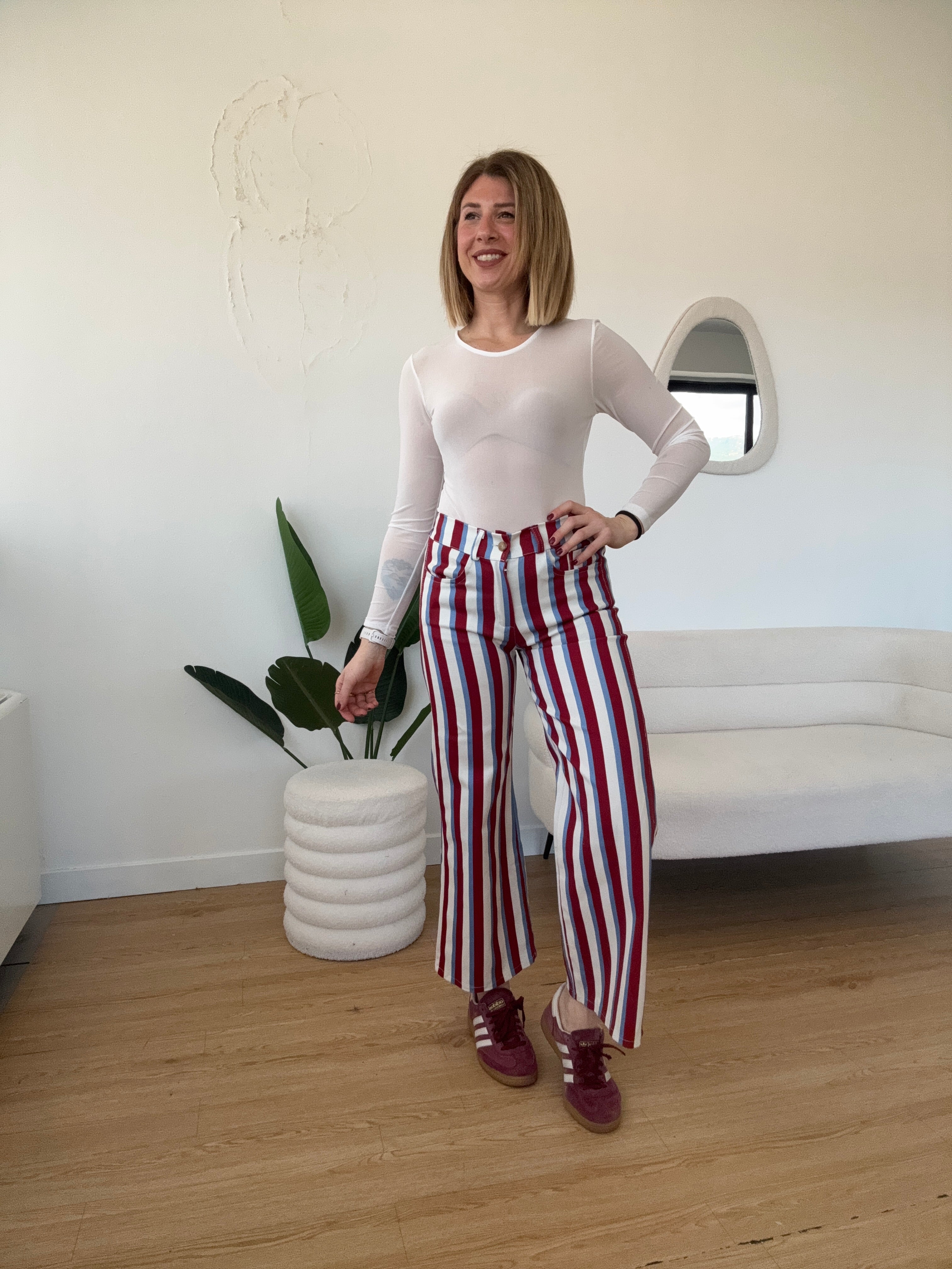 Jeans 7/8 a righe