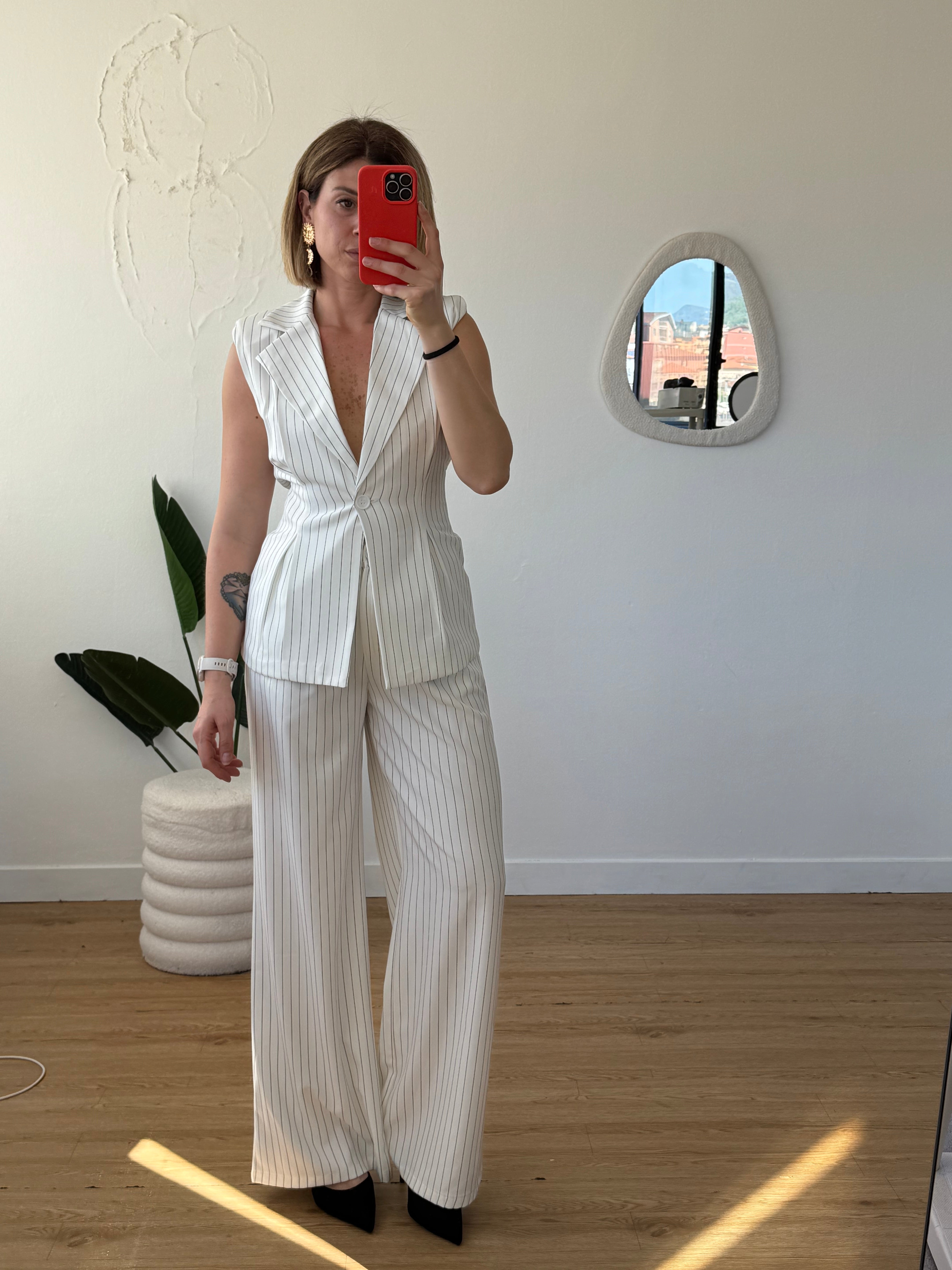 Completo con gilet gessato