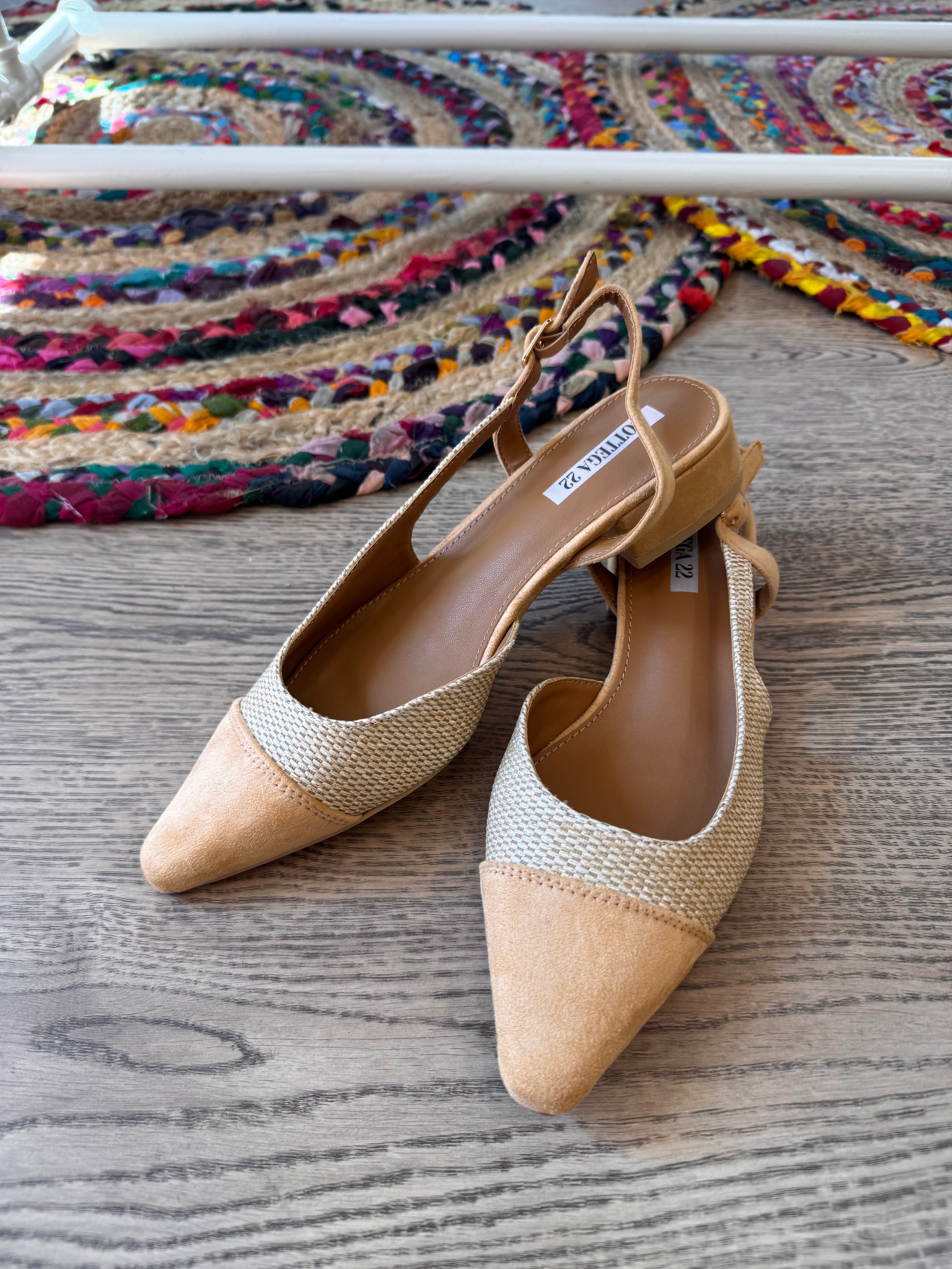 Slingback rattan punta scamosciata