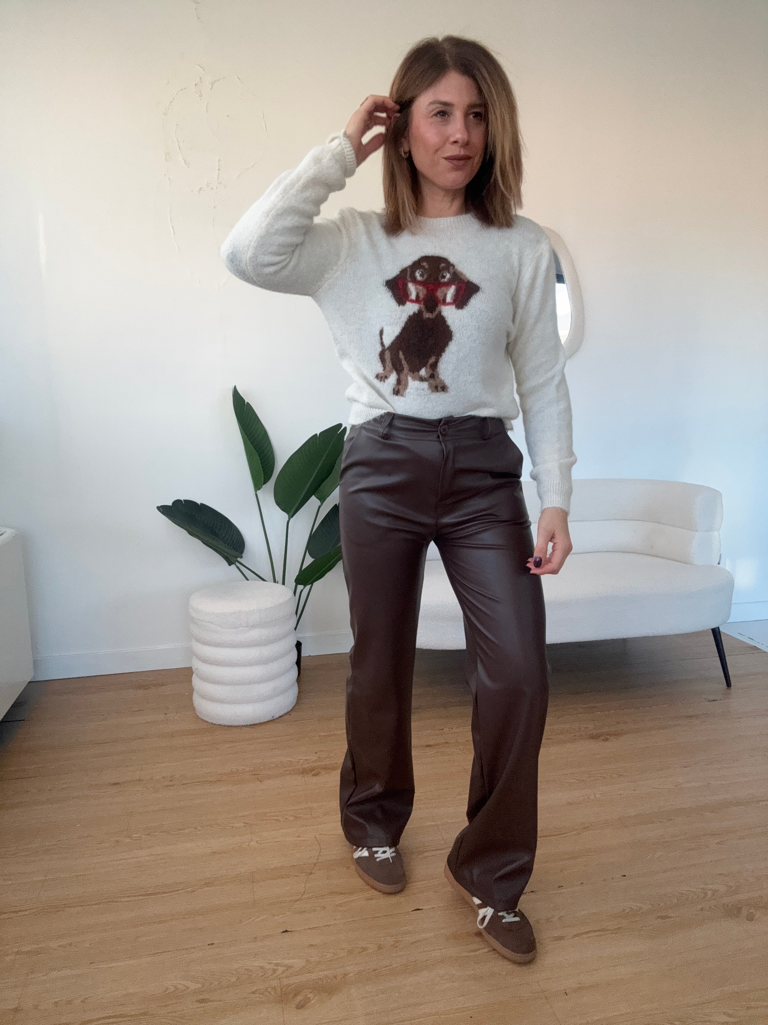 Maglioncino con bassotto panna