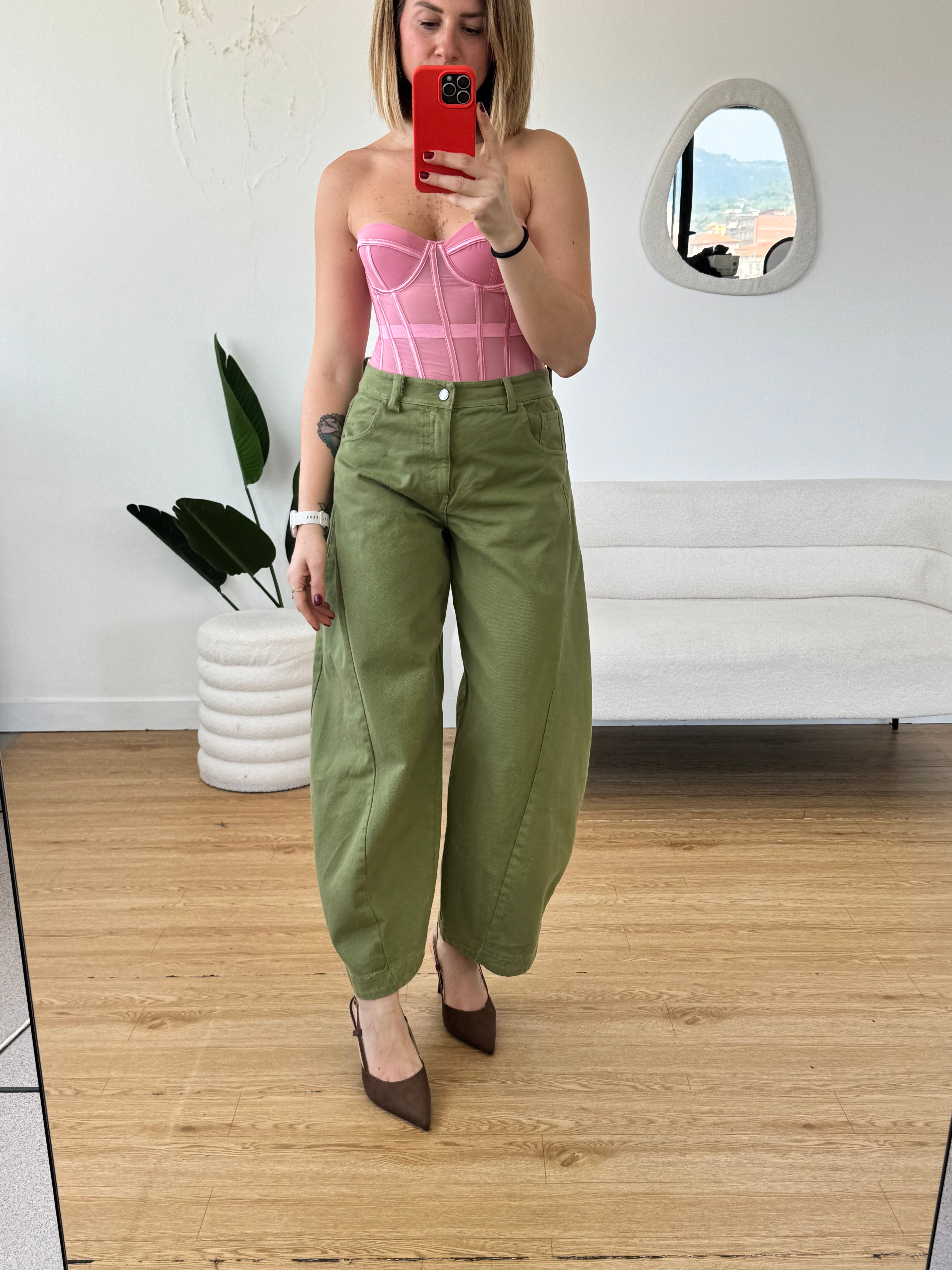 Jeans ballon verde militare by Lumina