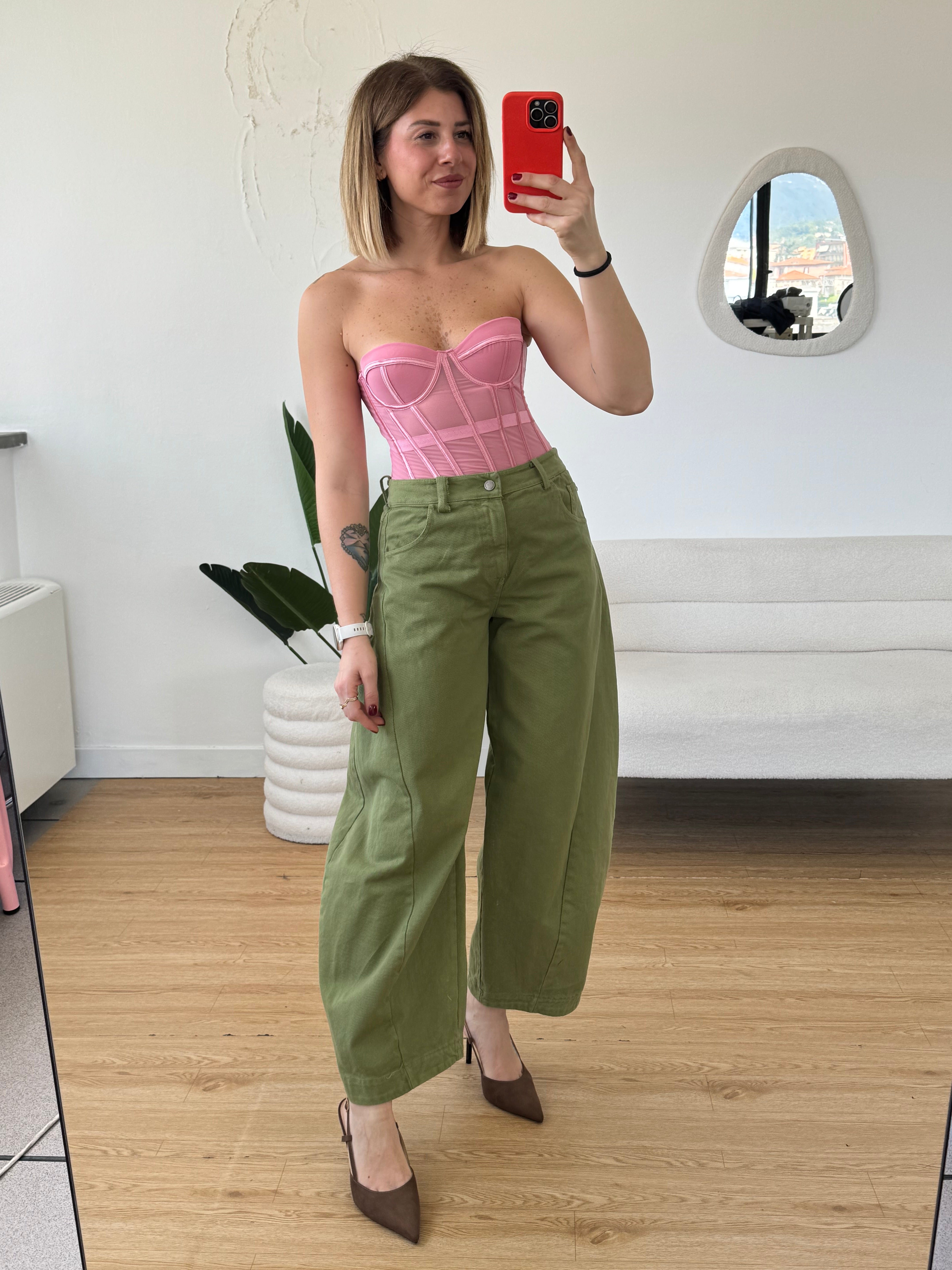 Jeans ballon verde militare by Lumina