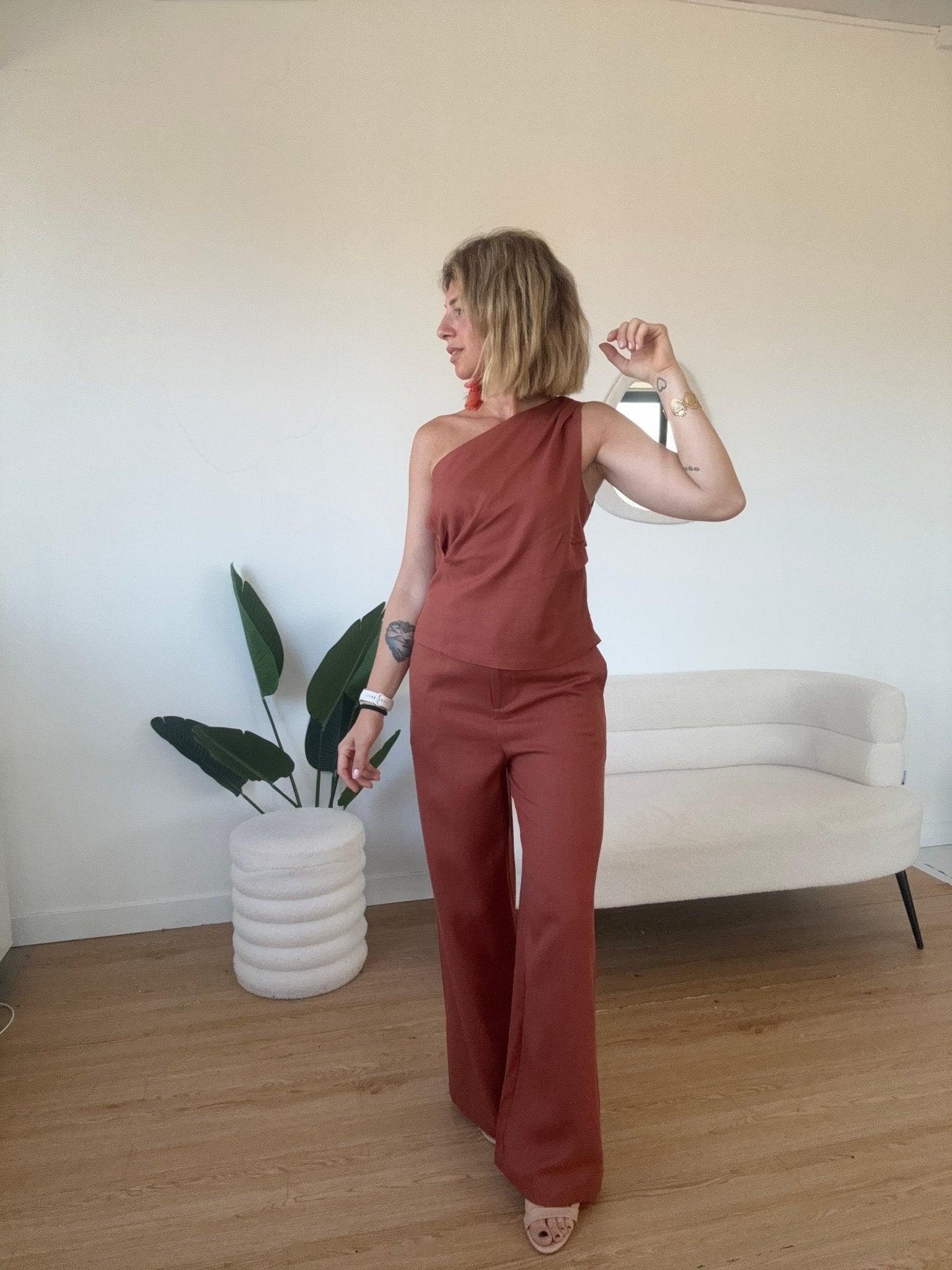Pantaloni a palazzo by Lumina in lino completo Denise - G.Glamour