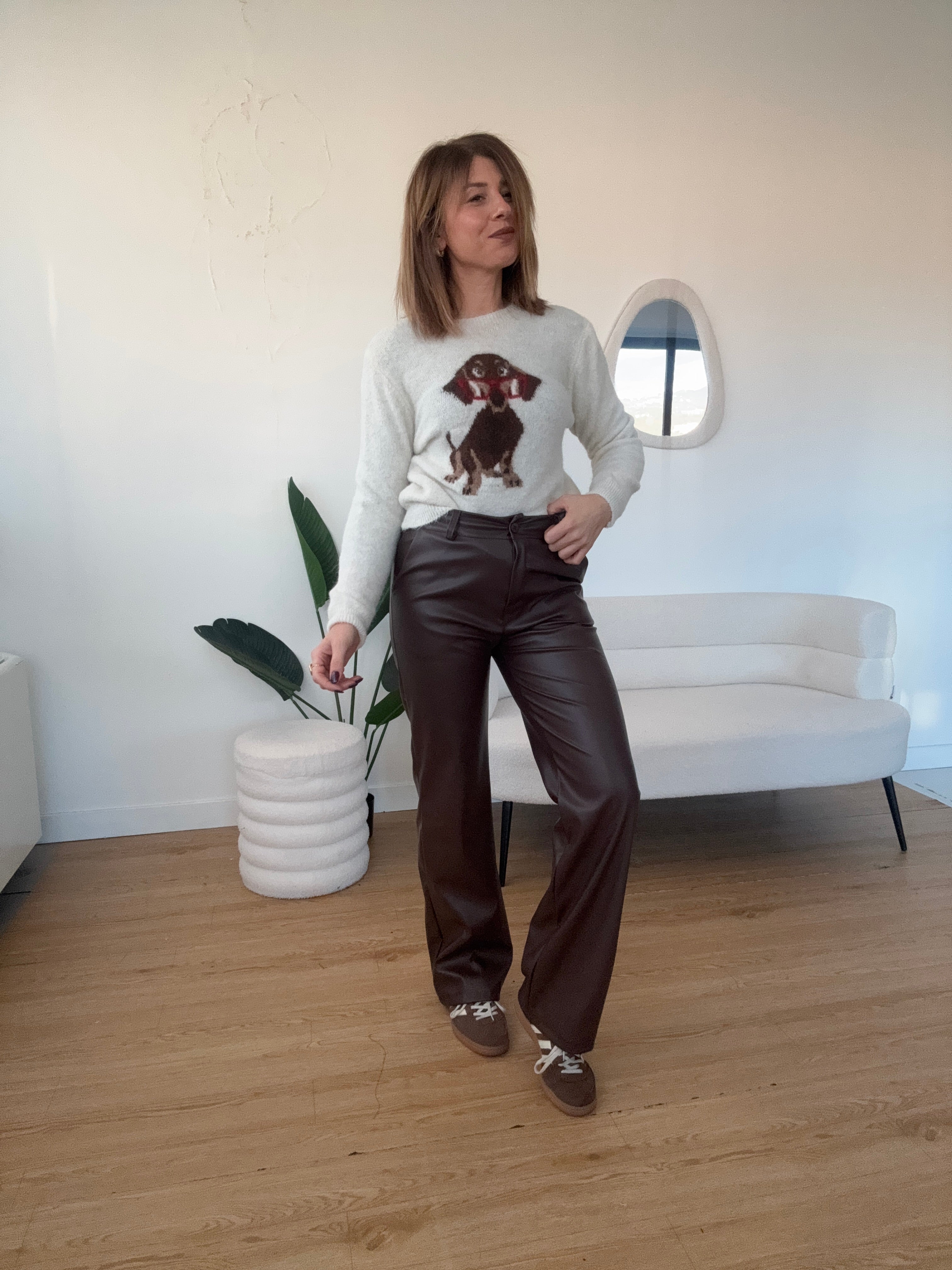 Maglioncino con bassotto panna