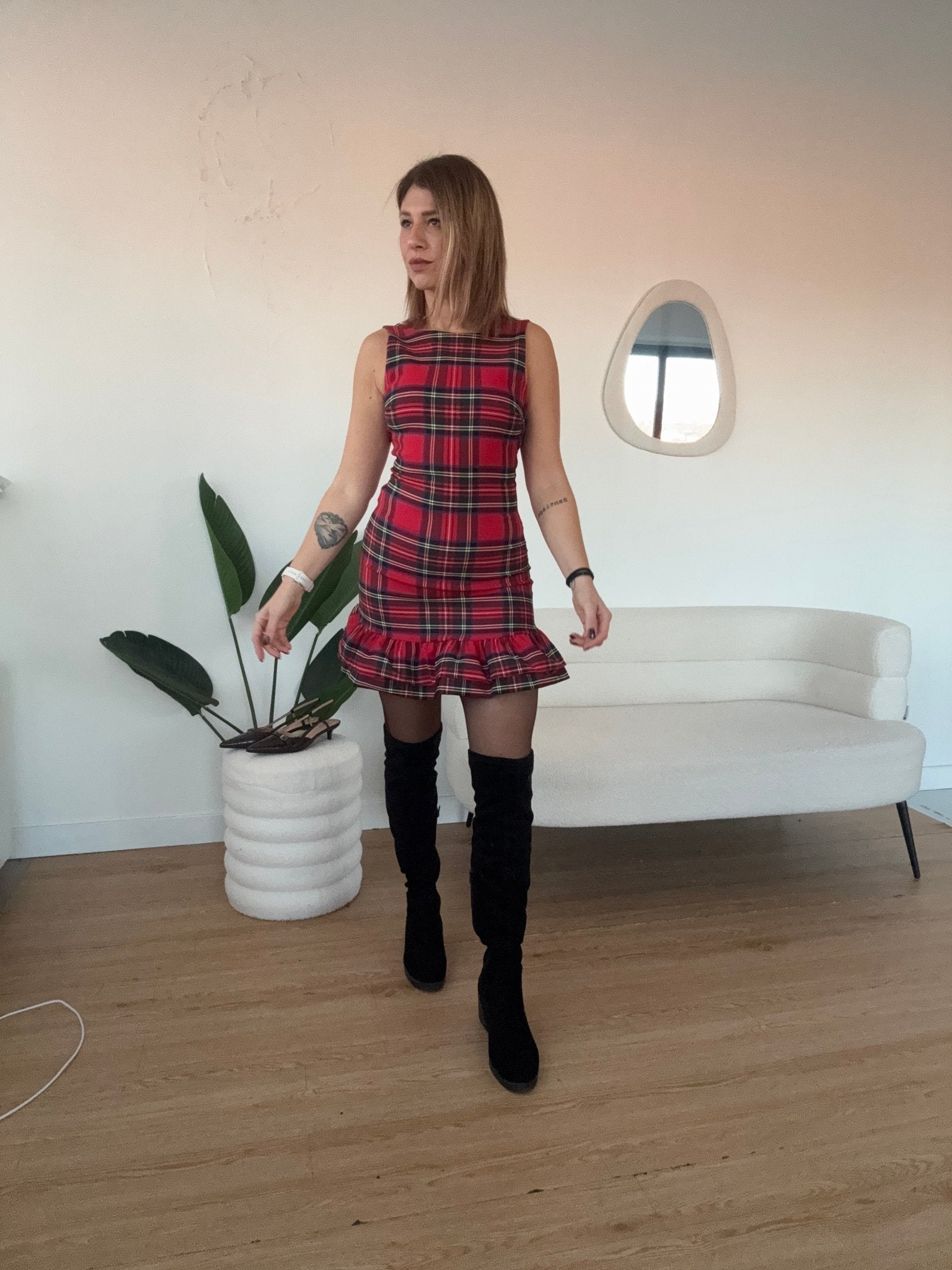 Abito tartan con balza smanicato - G.Glamour