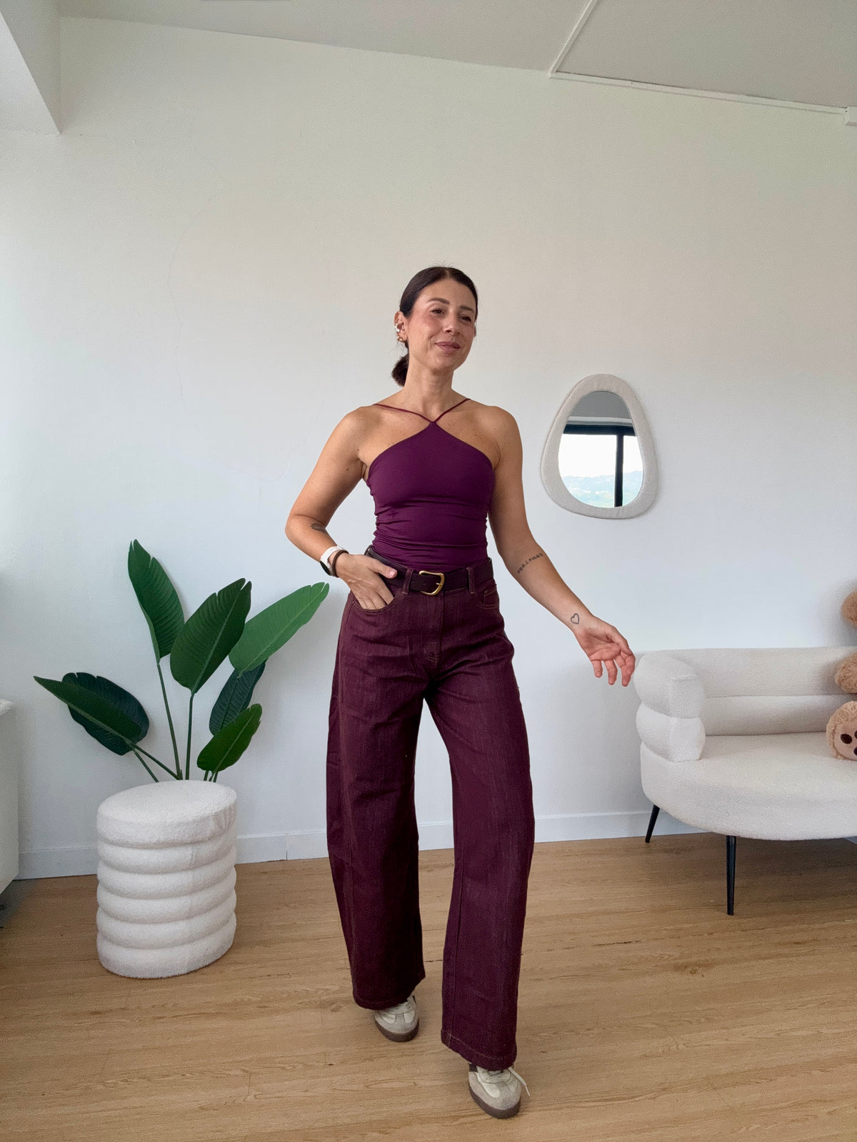 Jeans barrel bordeaux