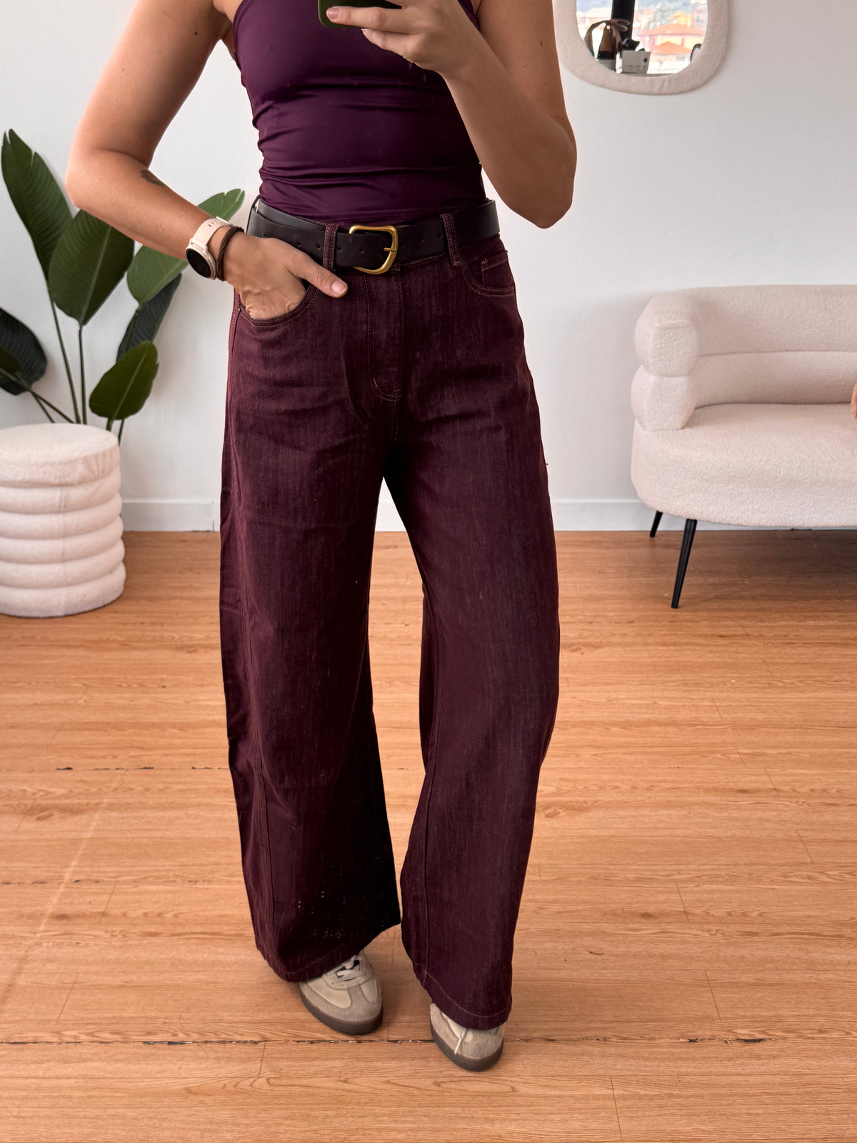 Jeans barrel bordeaux