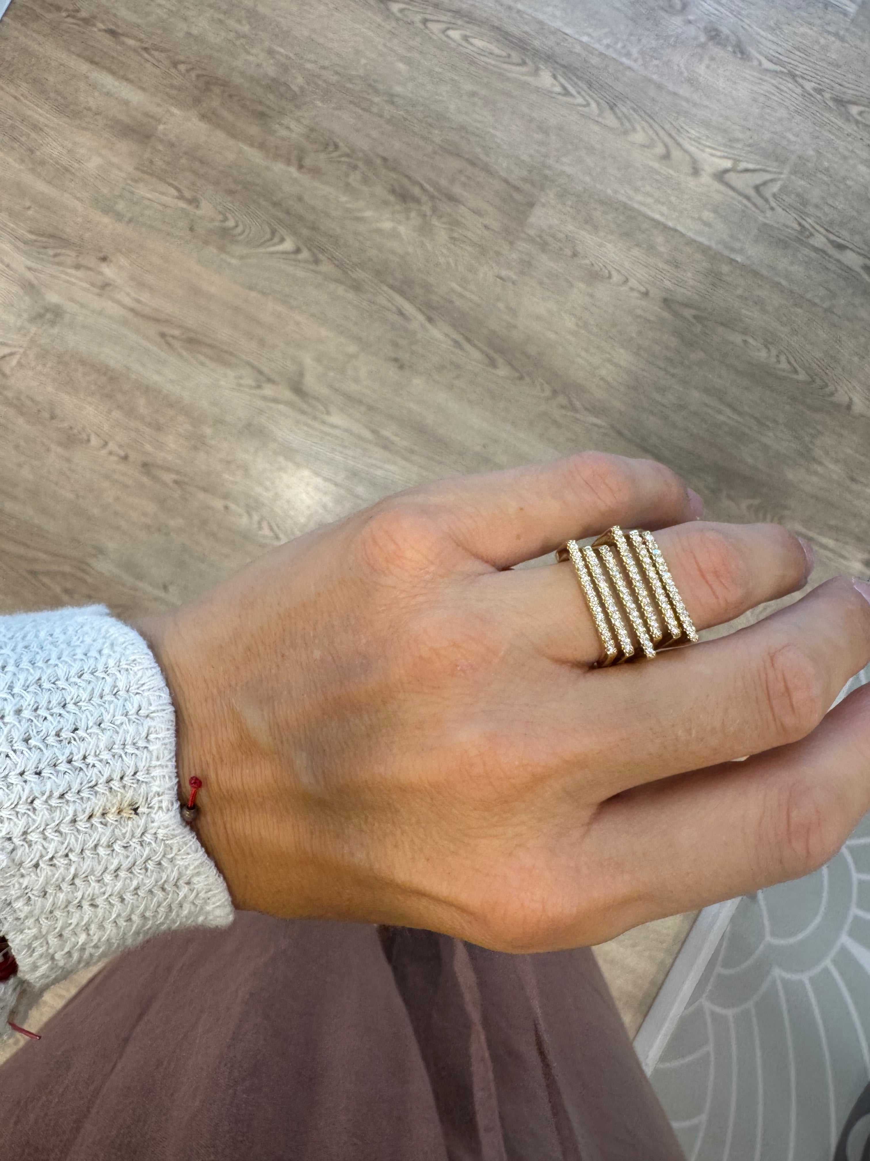 Anello squadrato con strass
