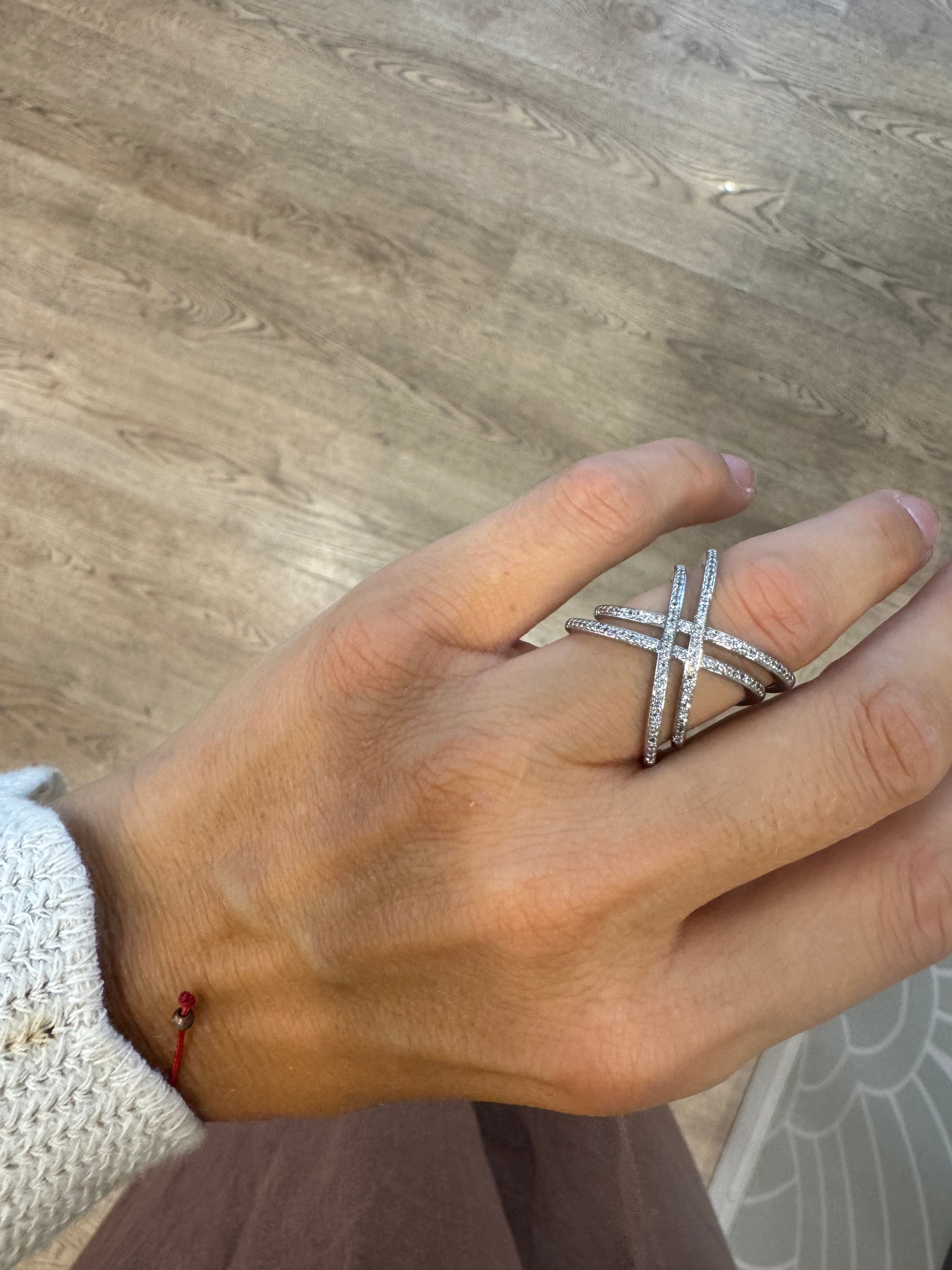 Anello incrociato x 3 con strass