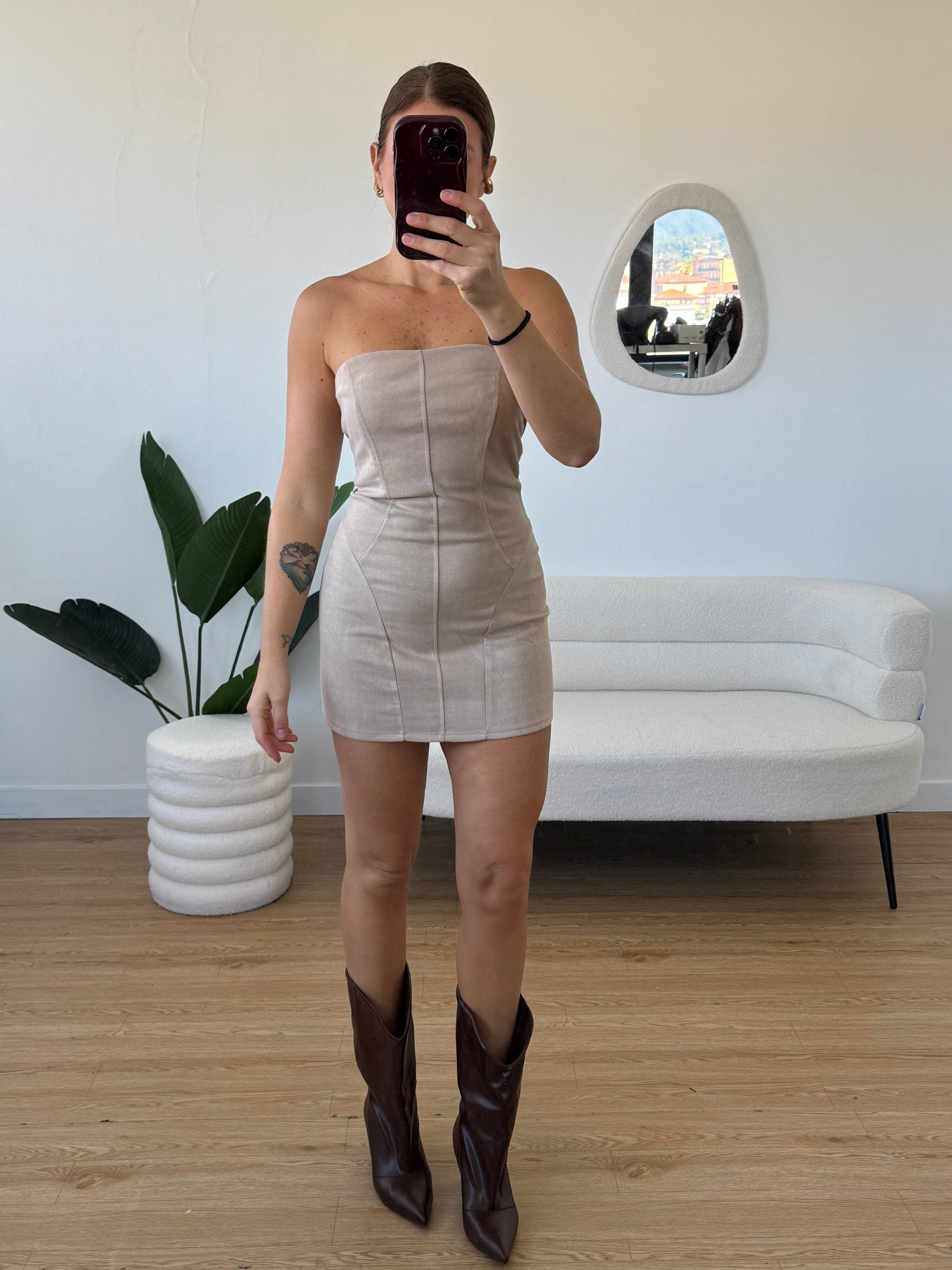 Tubino scamosciato senza maniche