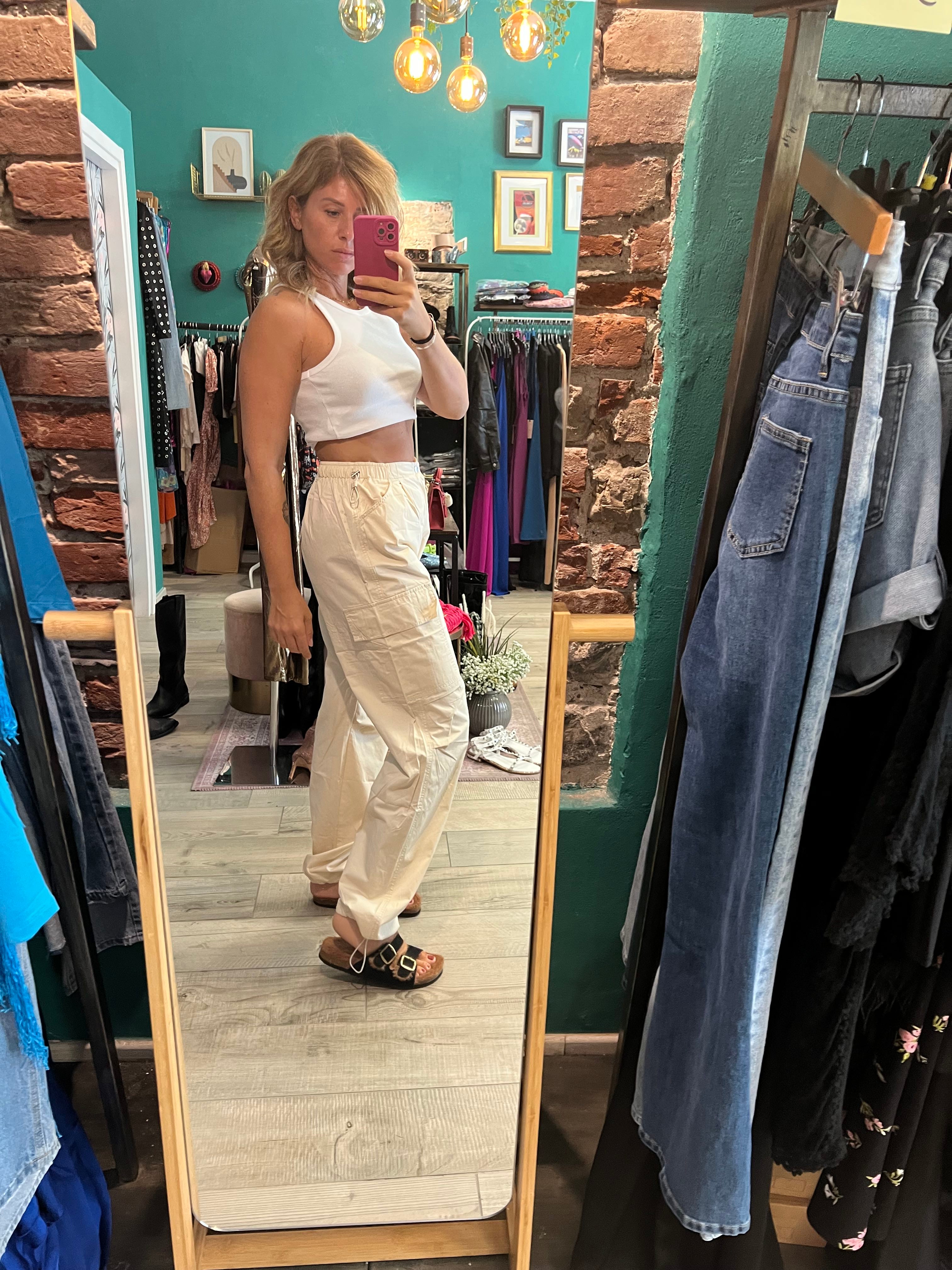 Pantalone Cargo panna