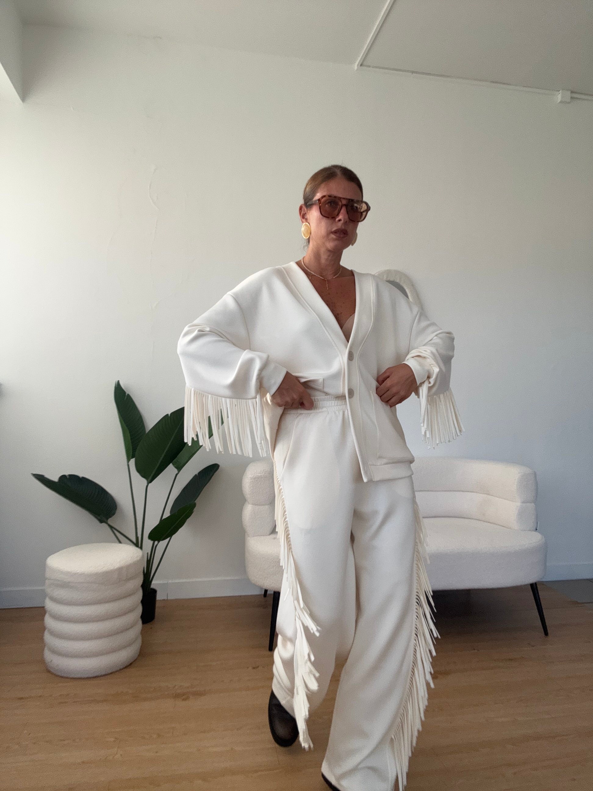 Felpa Cardigan con frange By Lumina