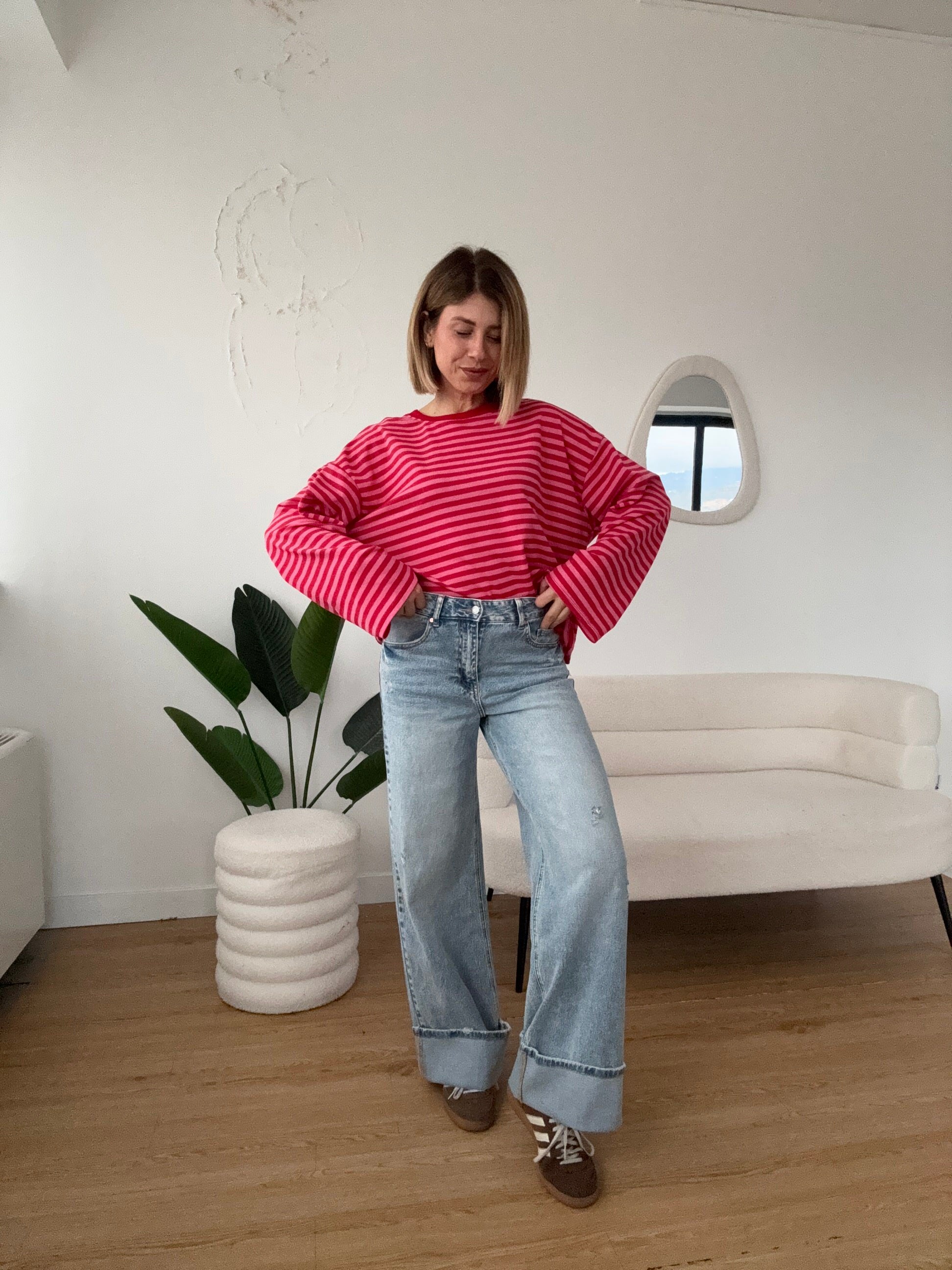 Jeans wide leg piegone denim