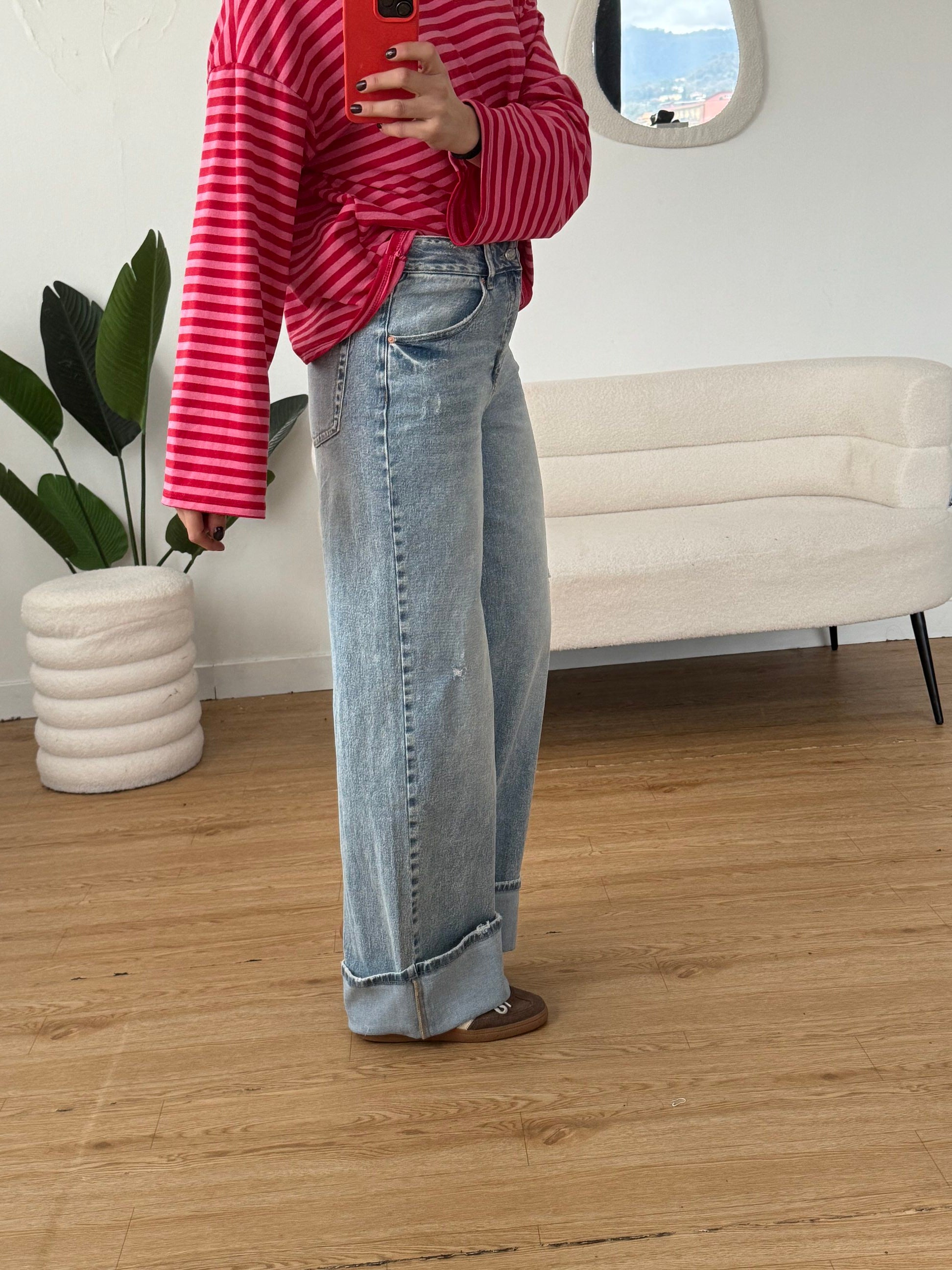 Jeans wide leg piegone denim