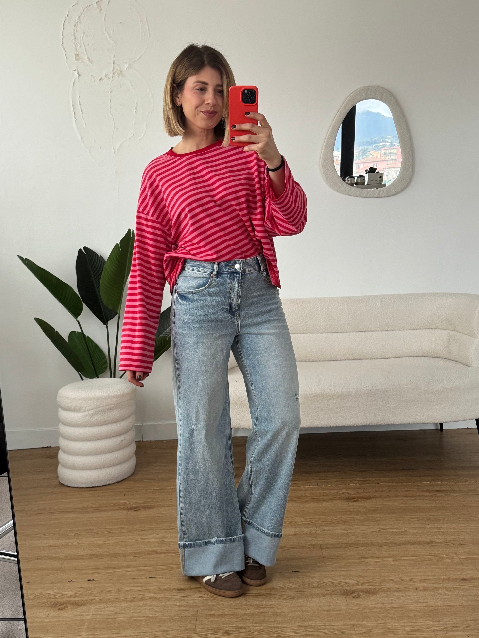 Jeans wide leg piegone denim