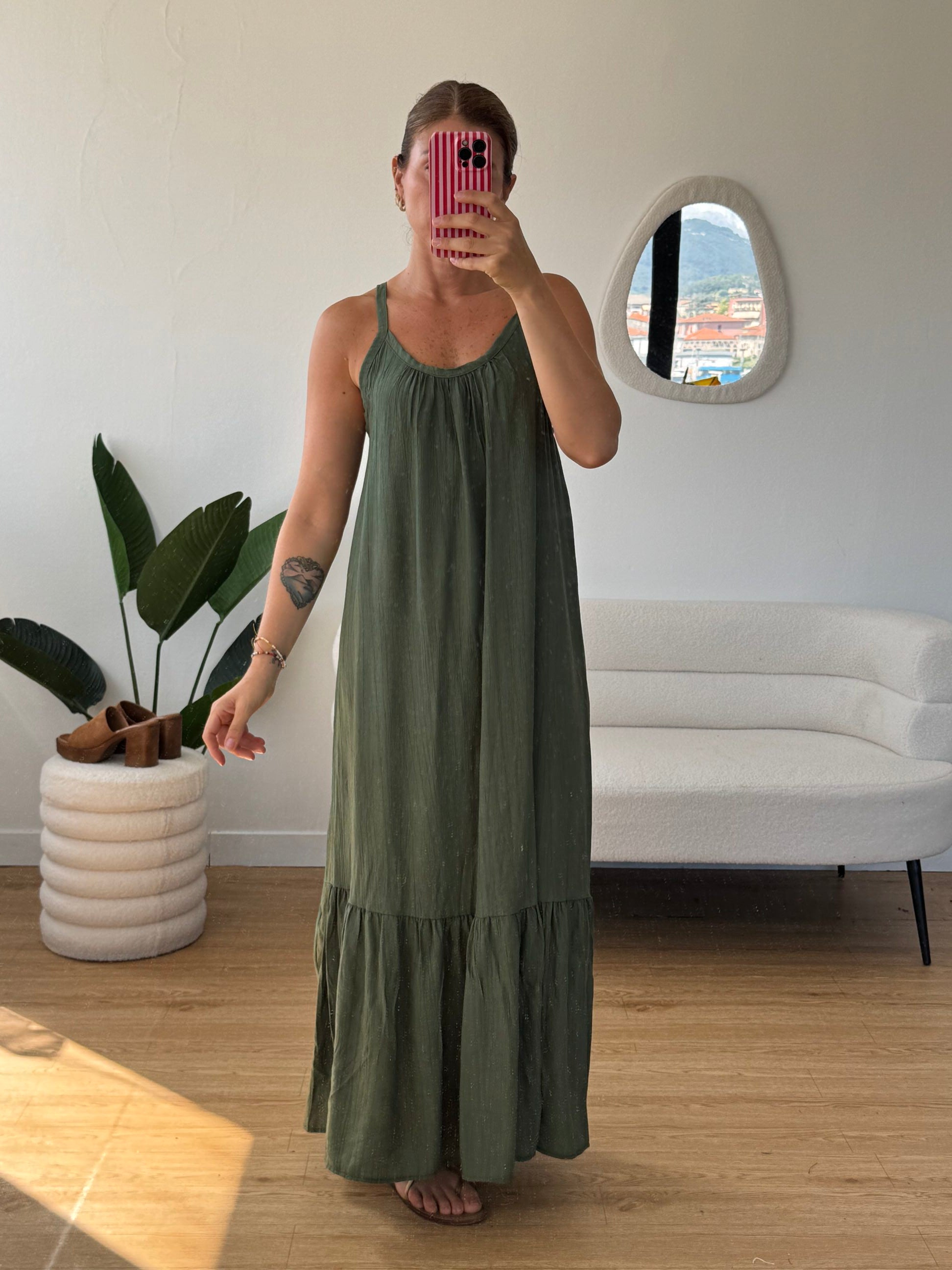 Vestito lungo con balza basic