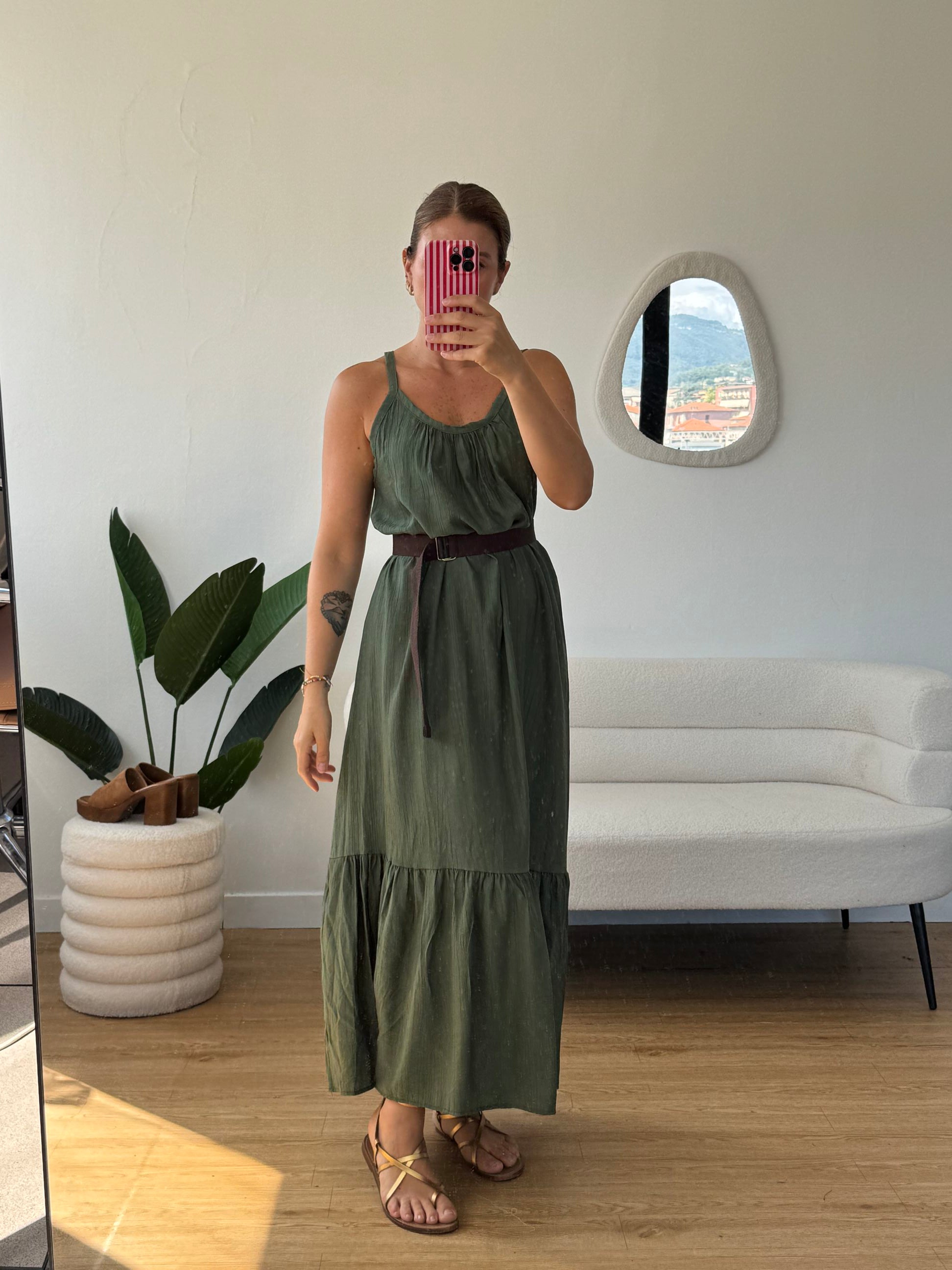 Vestito lungo con balza basic