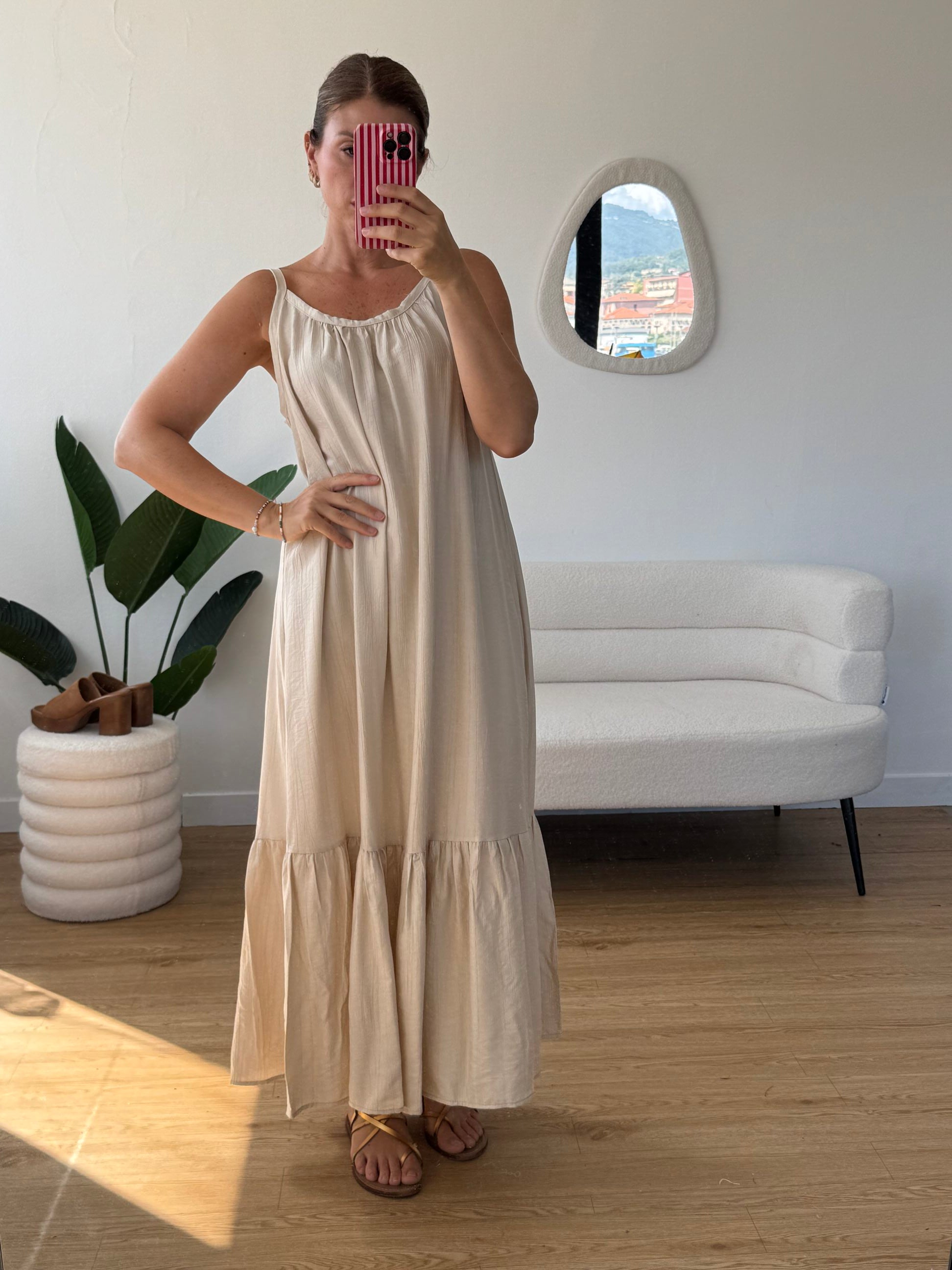 Vestito lungo con balza basic