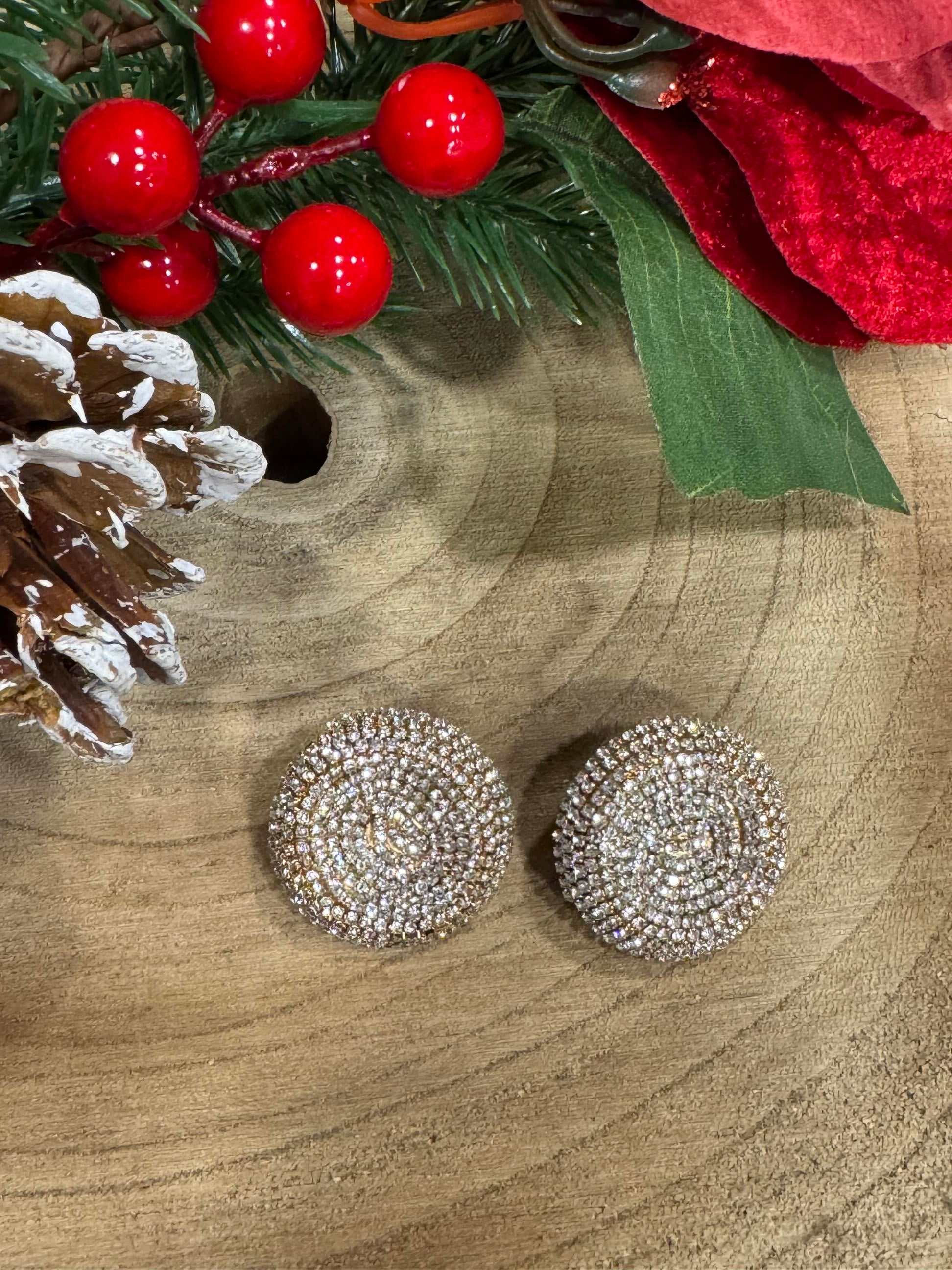 Orecchini bottoni strass