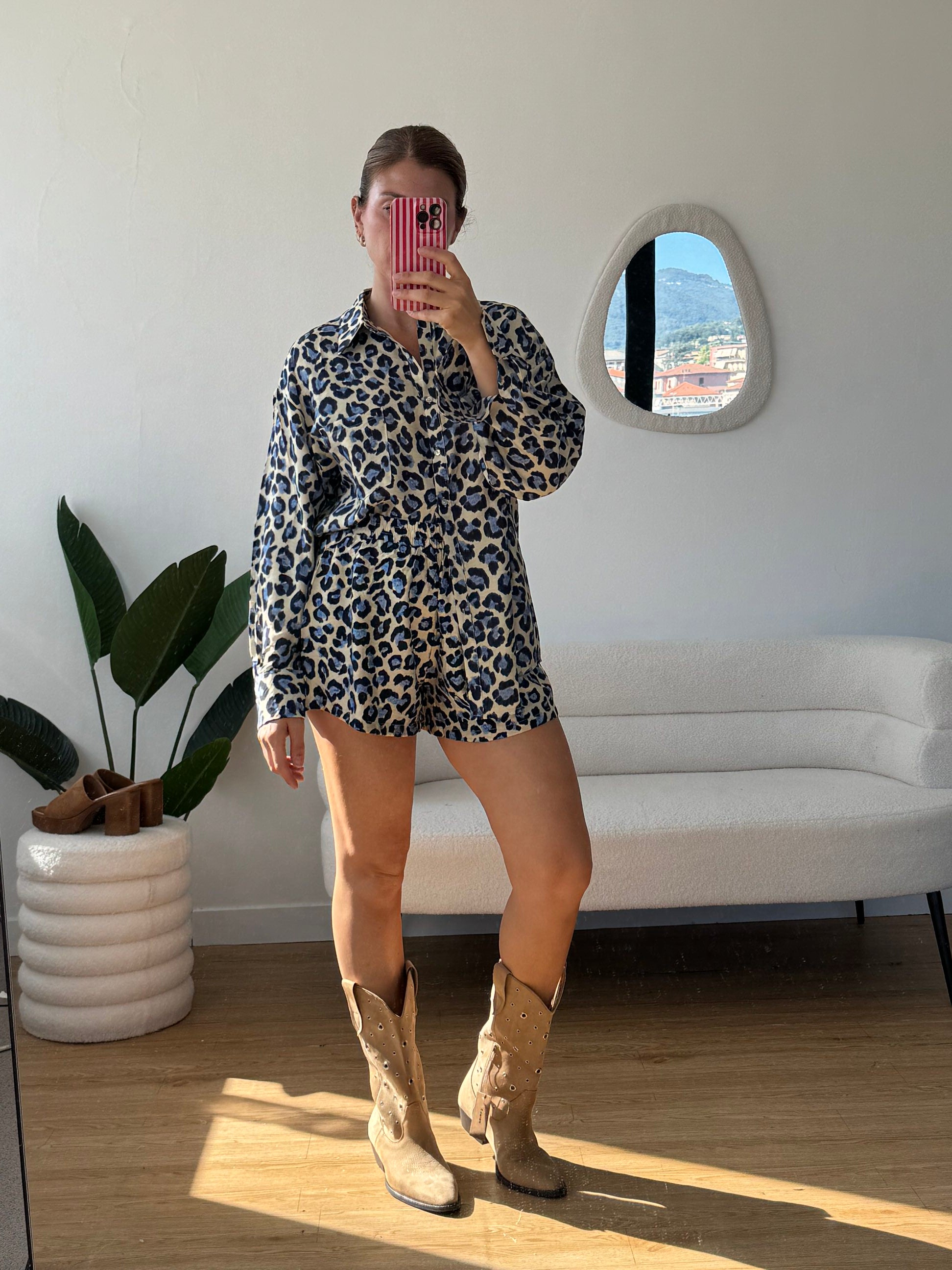 Coordinato animalier blue con shorts