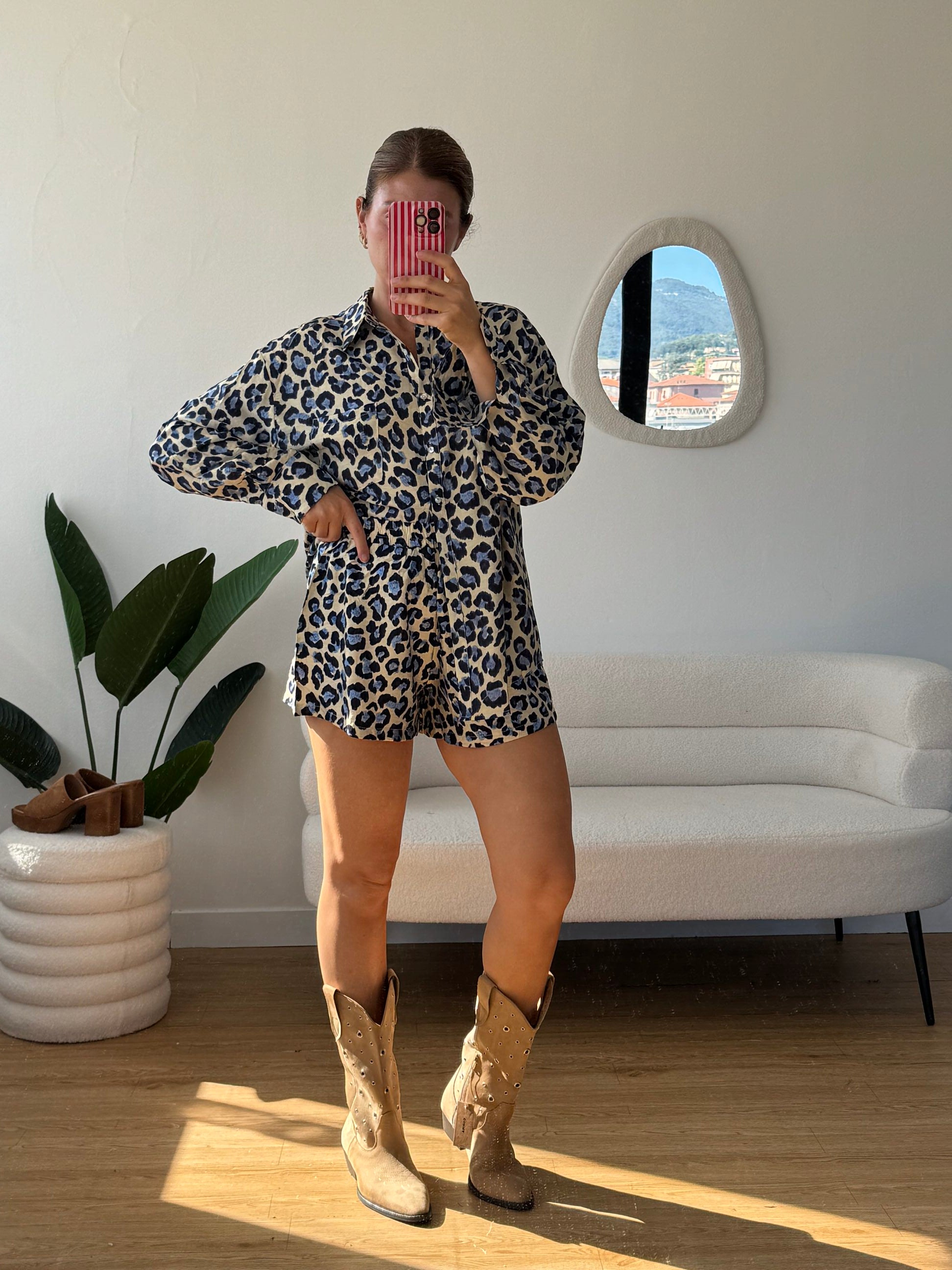 Coordinato animalier blue con shorts
