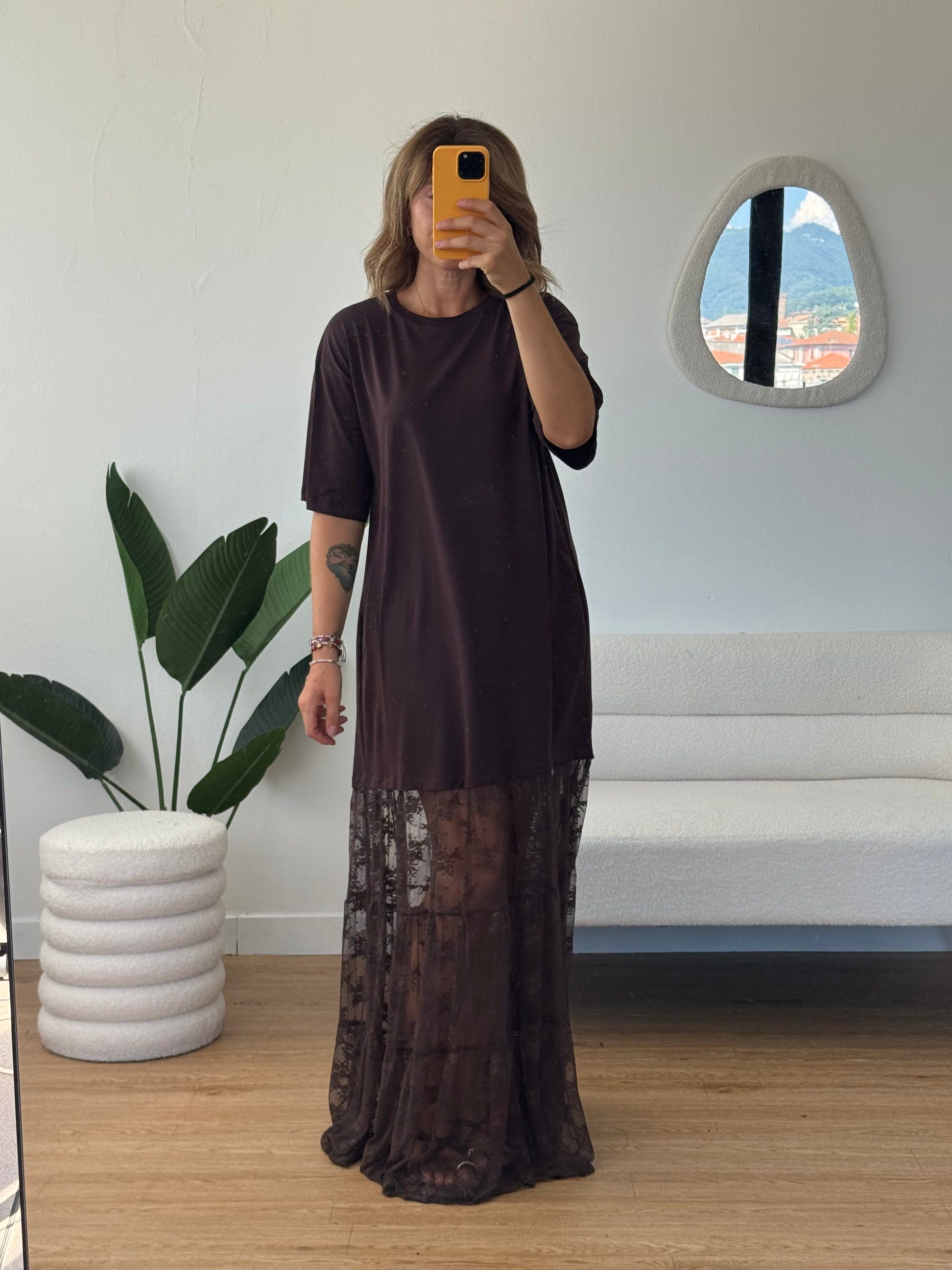 Abito maxi t shirt e gonna pizzo ny Lumina