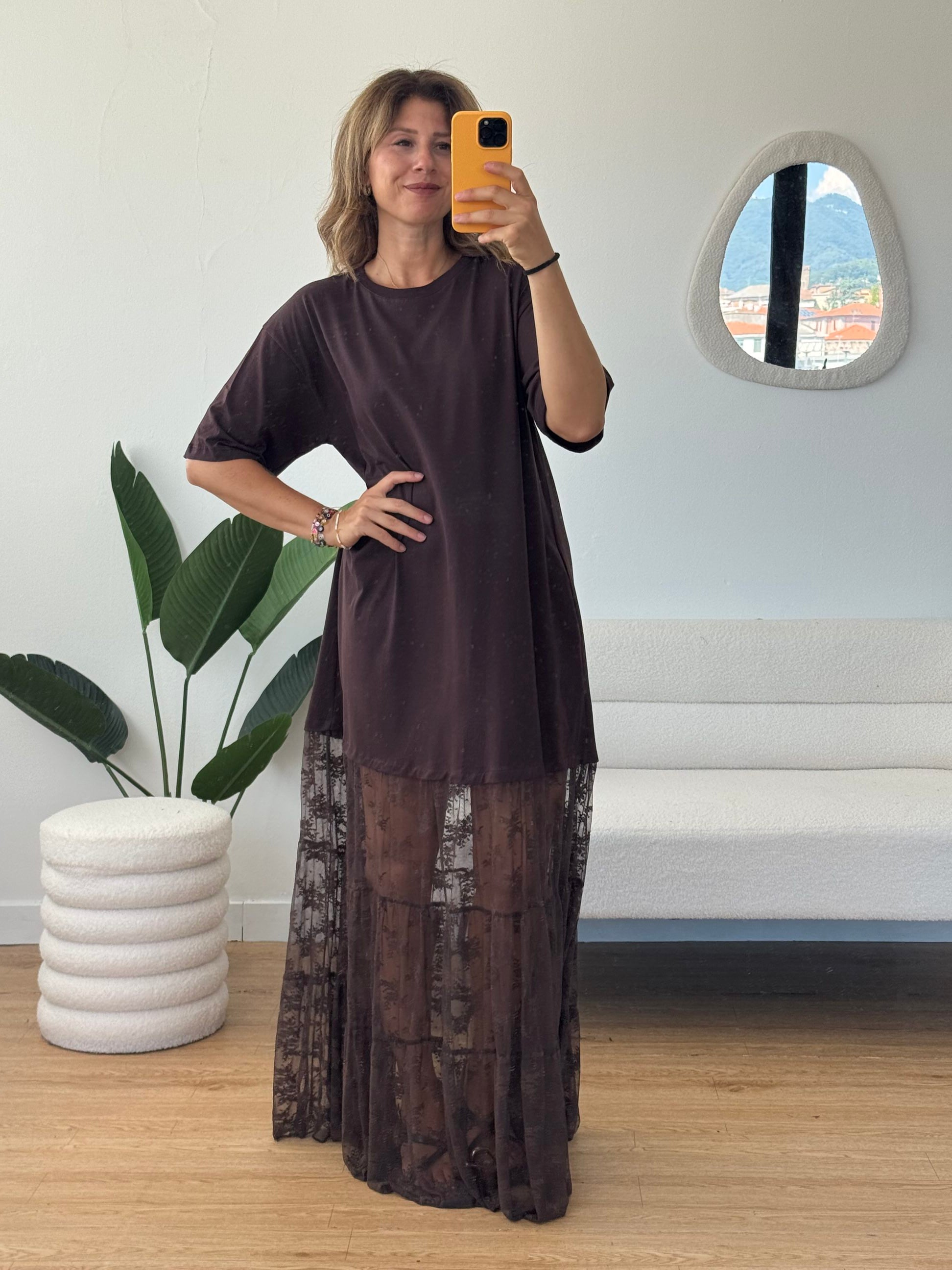 Abito maxi t shirt e gonna pizzo ny Lumina