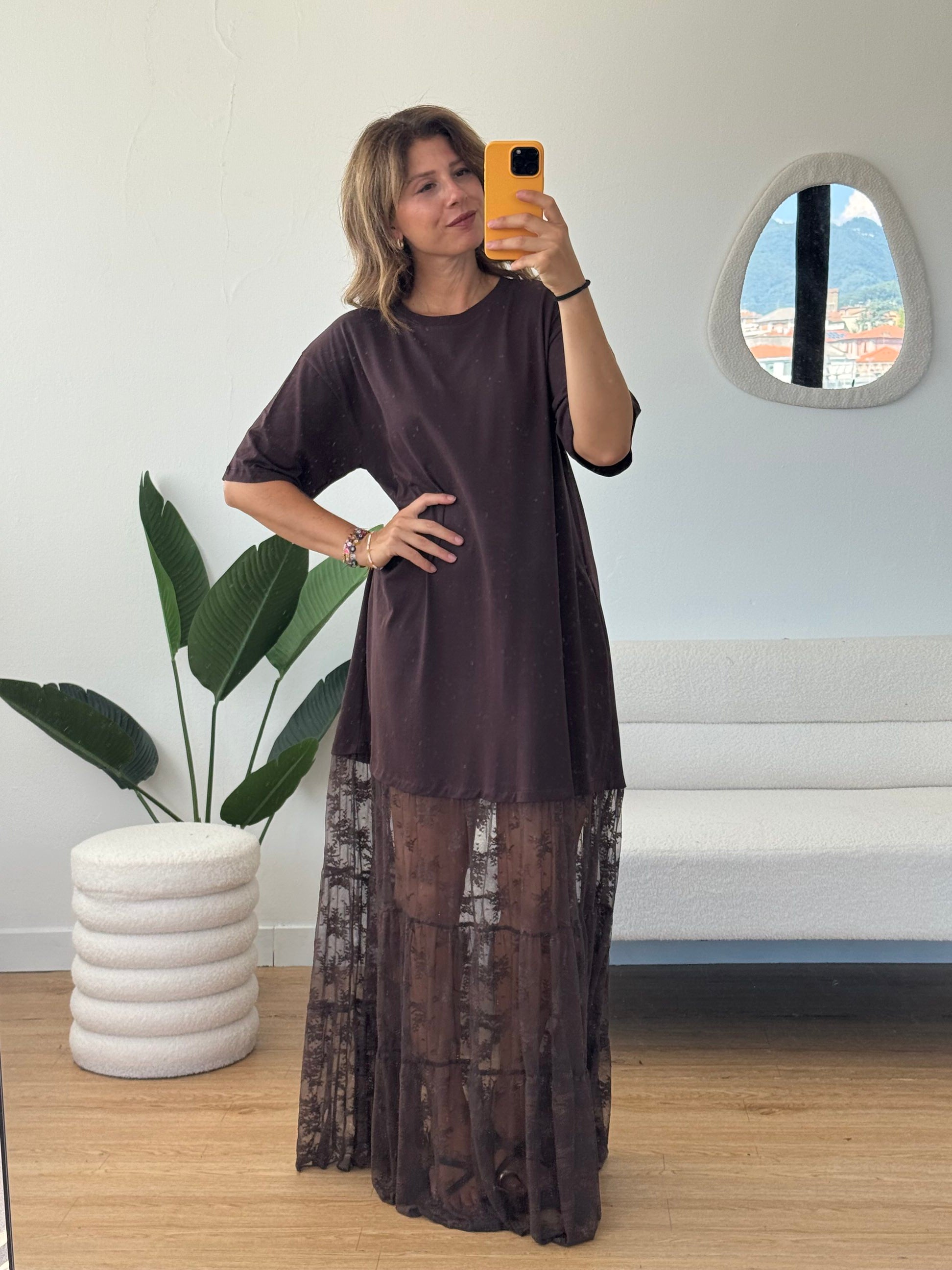 Abito maxi t shirt e gonna pizzo ny Lumina