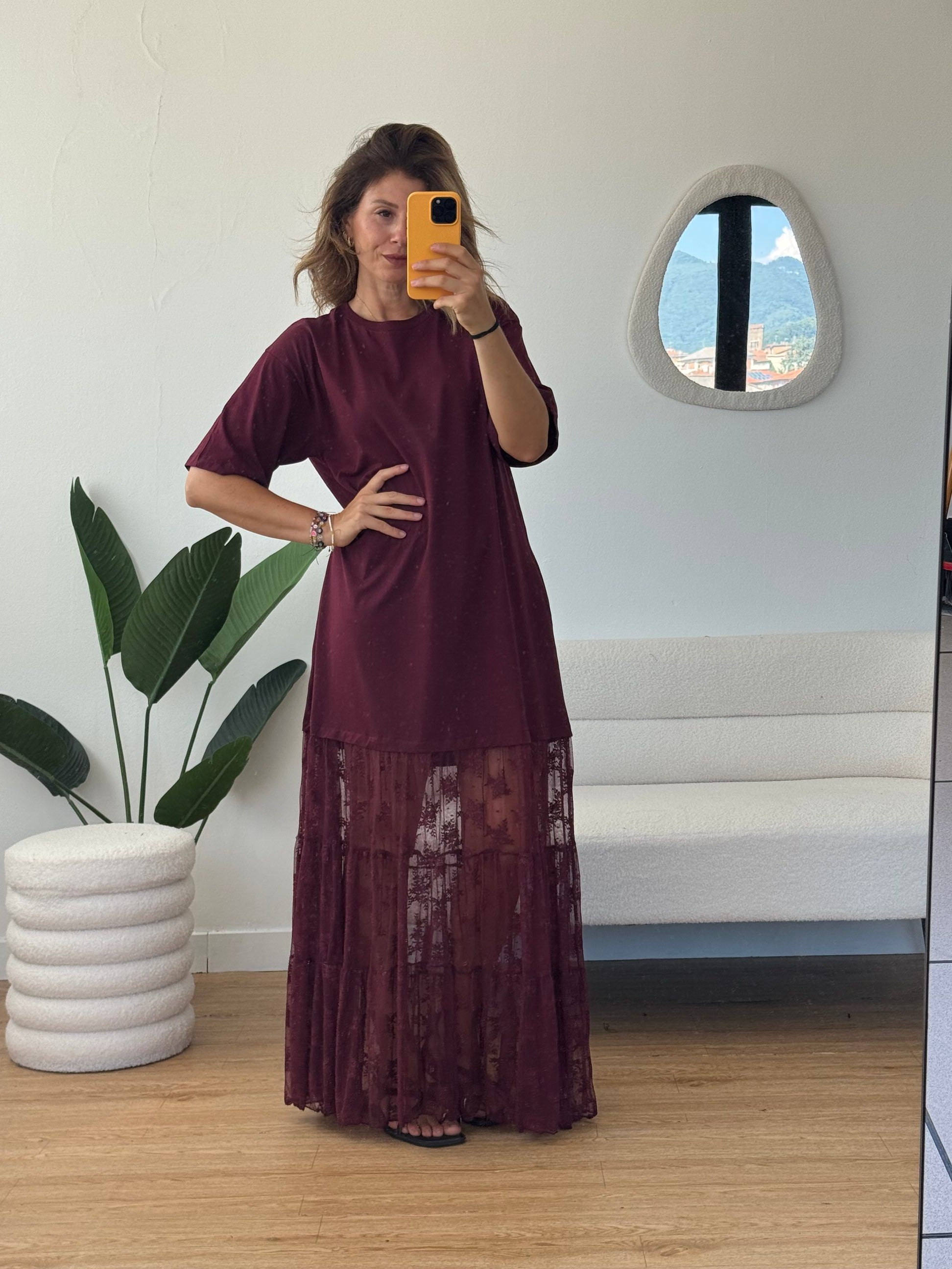 Abito maxi t shirt e gonna pizzo ny Lumina