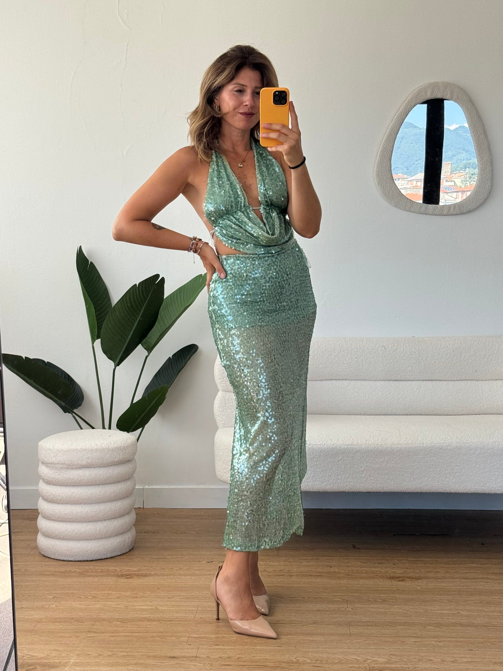 Completo longuette e top in paillettes