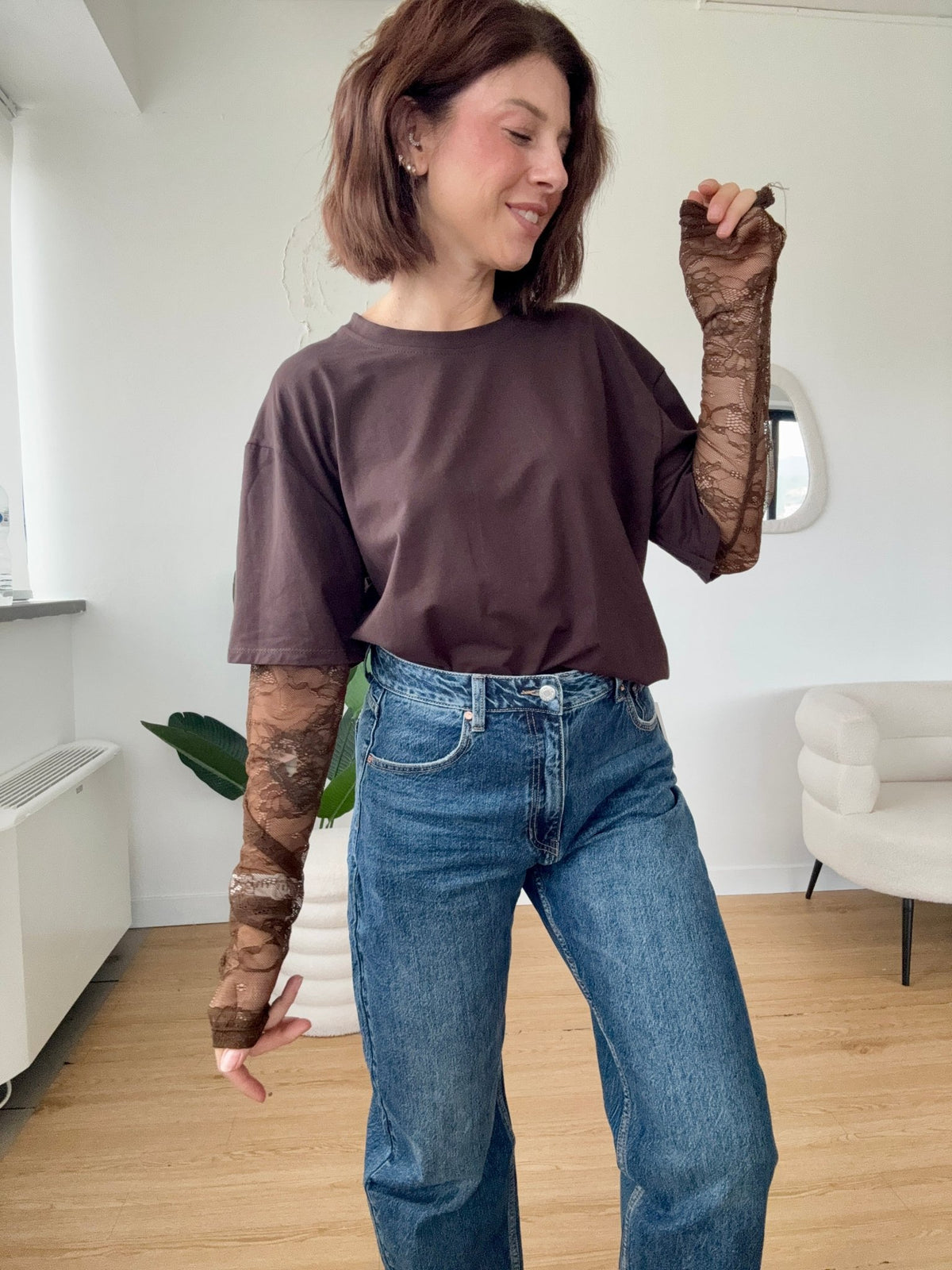 T-shirt manica in pizzo - GGlam