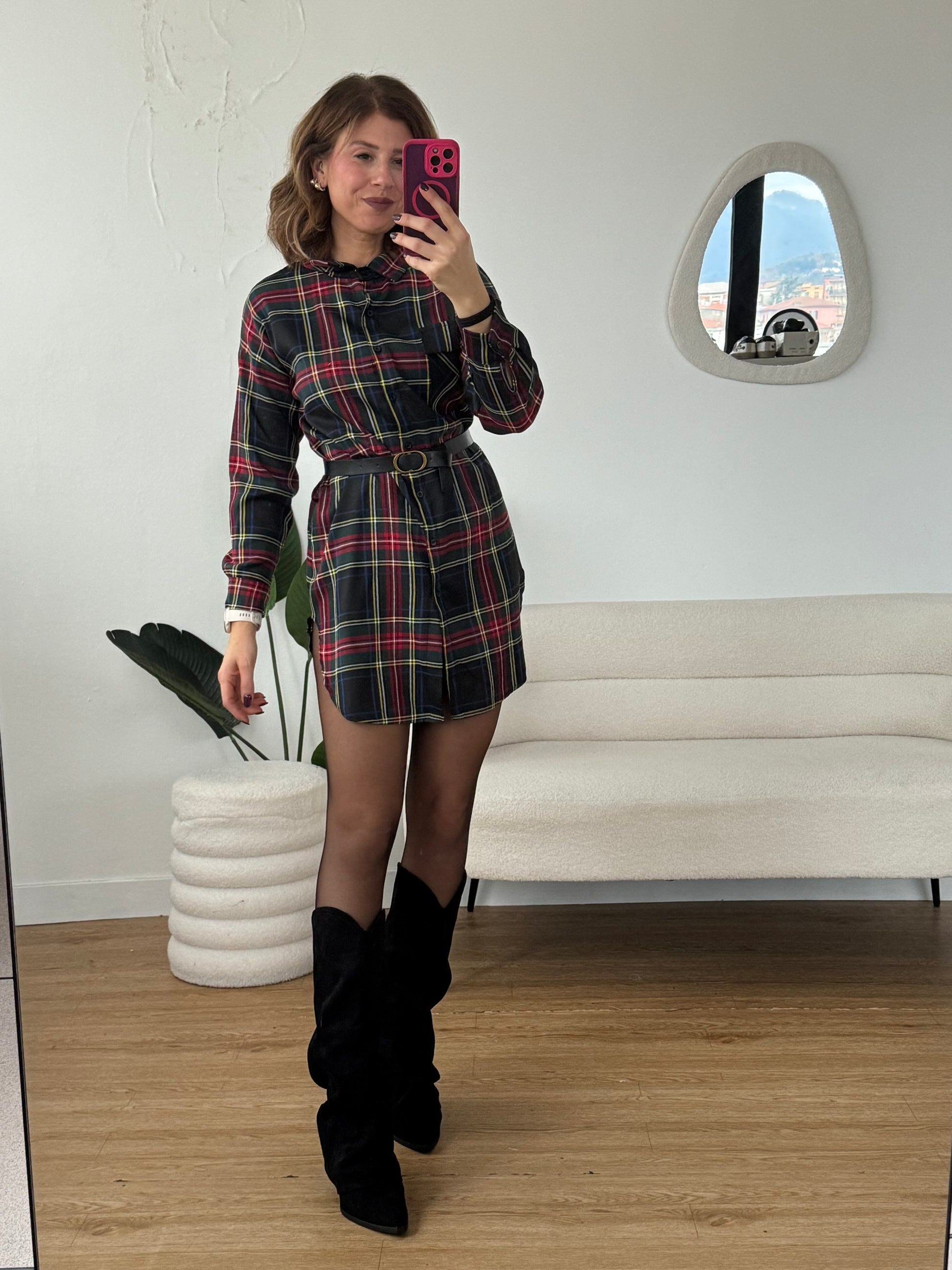 Chemisier tartan con cintuta