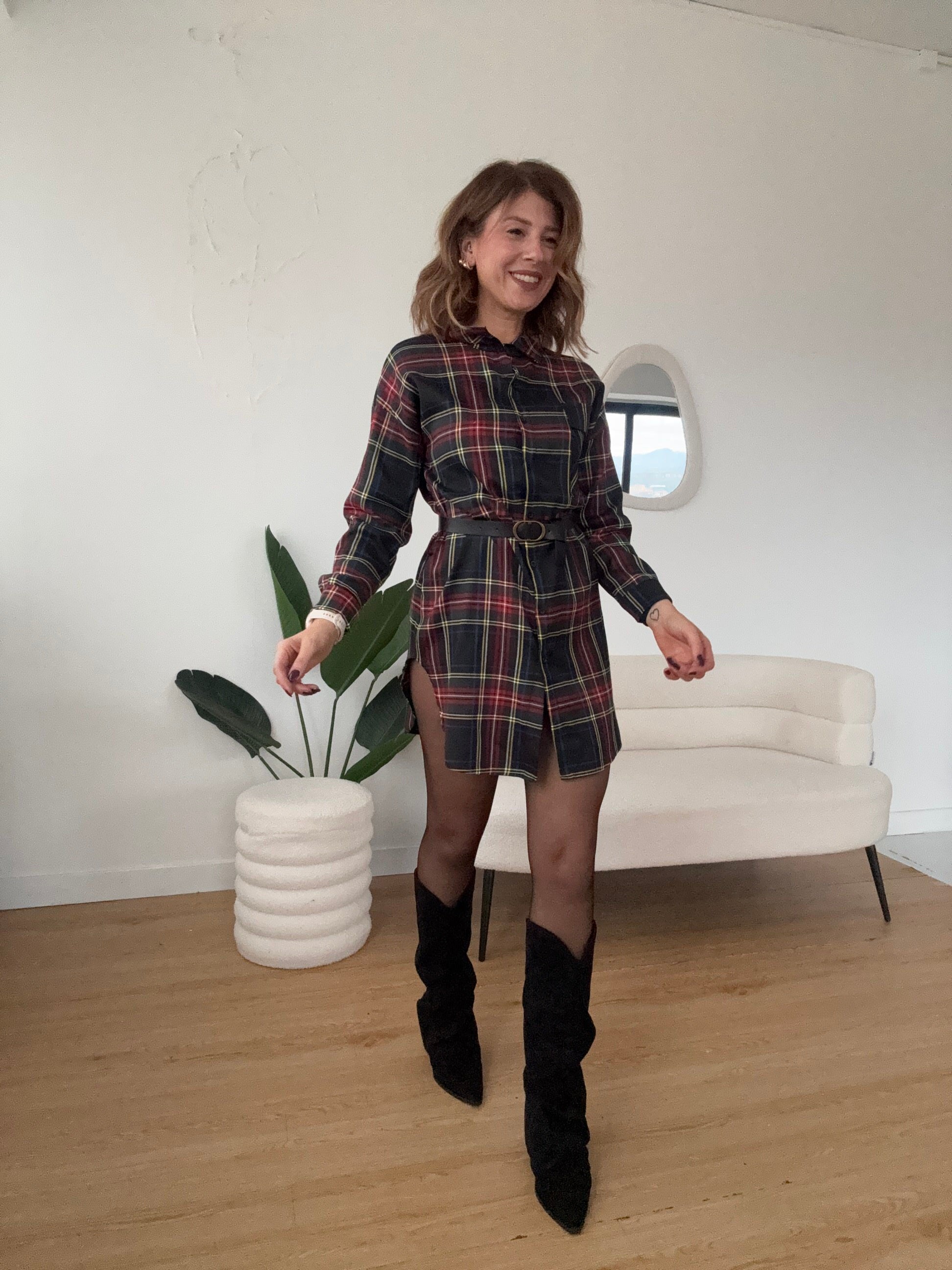 Chemisier tartan con cintuta