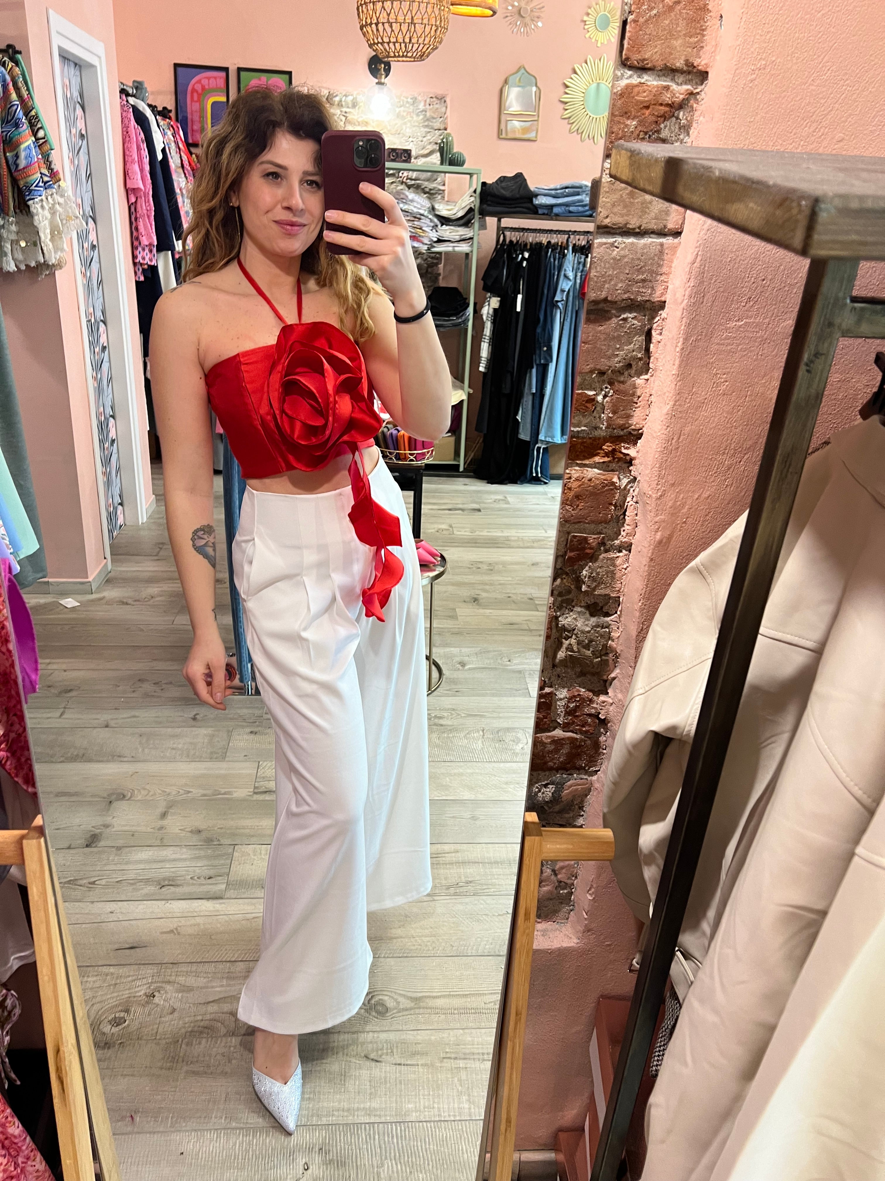 Top Lumina raso maxi rosa