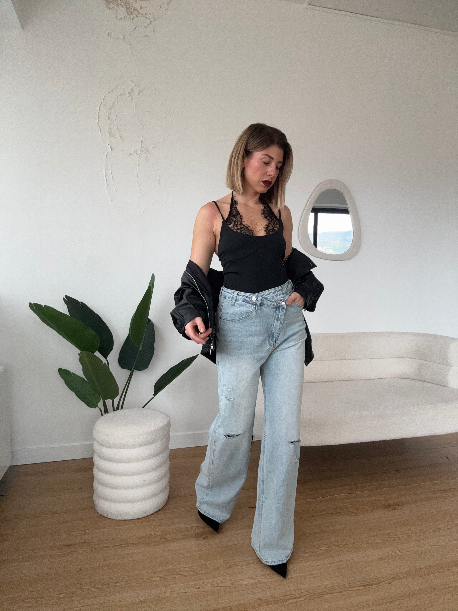 Body canotta con pizzo