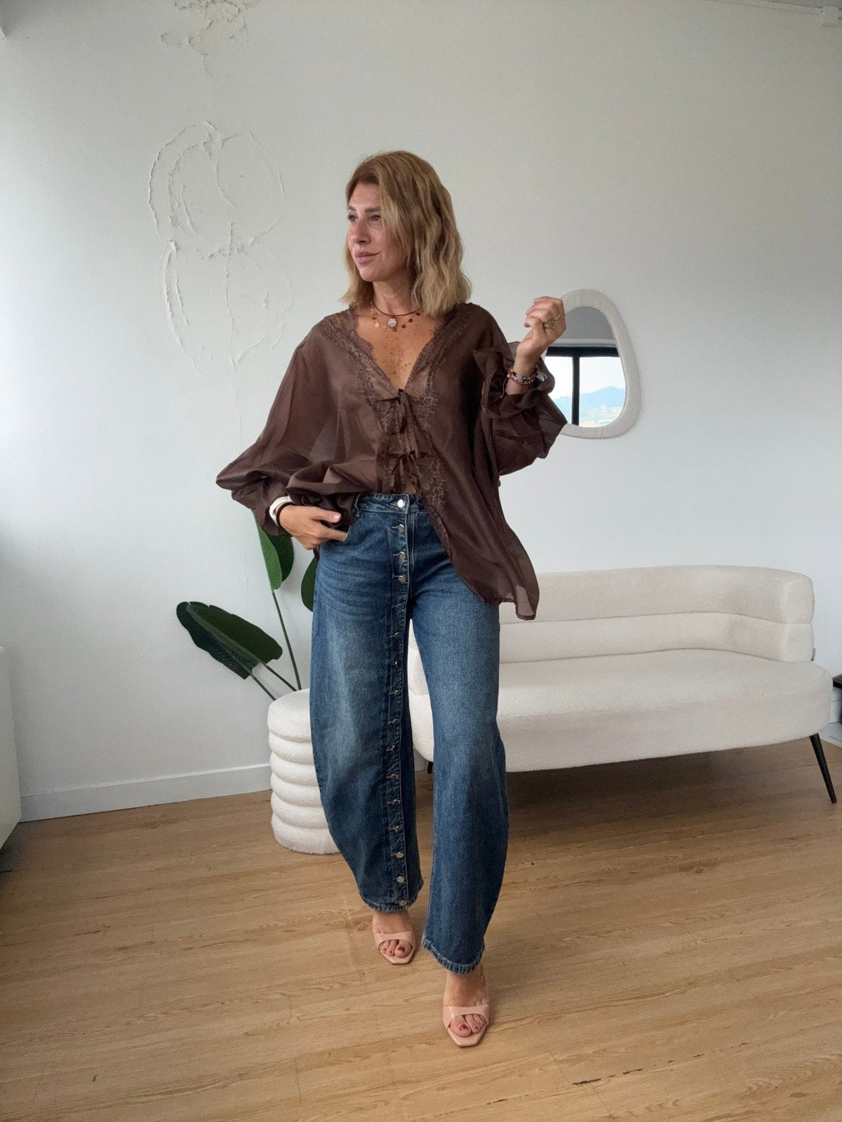Maxi camicia con pizzo e fiocchi - GGlam