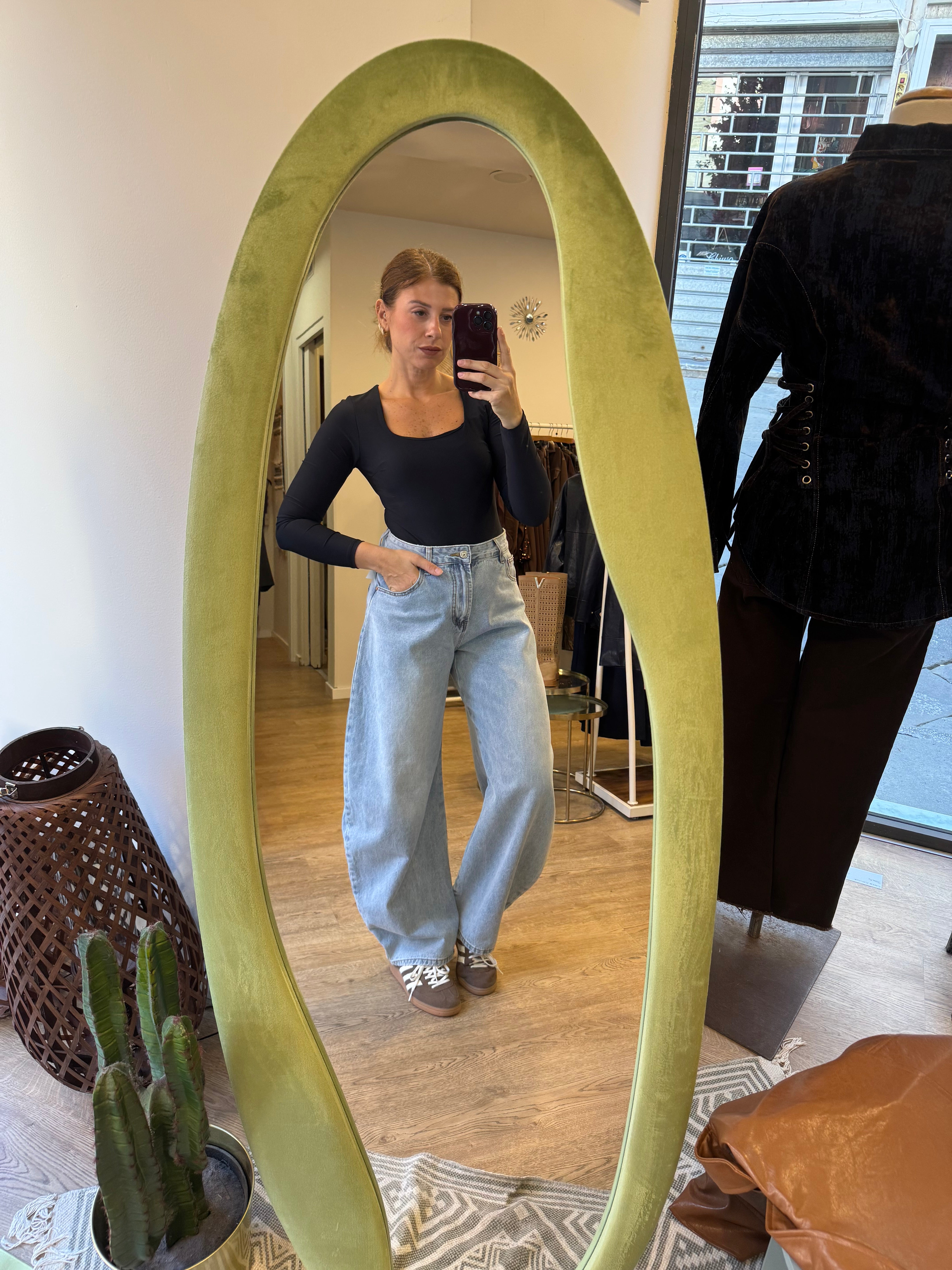 Body scollo squadrato manica lunga