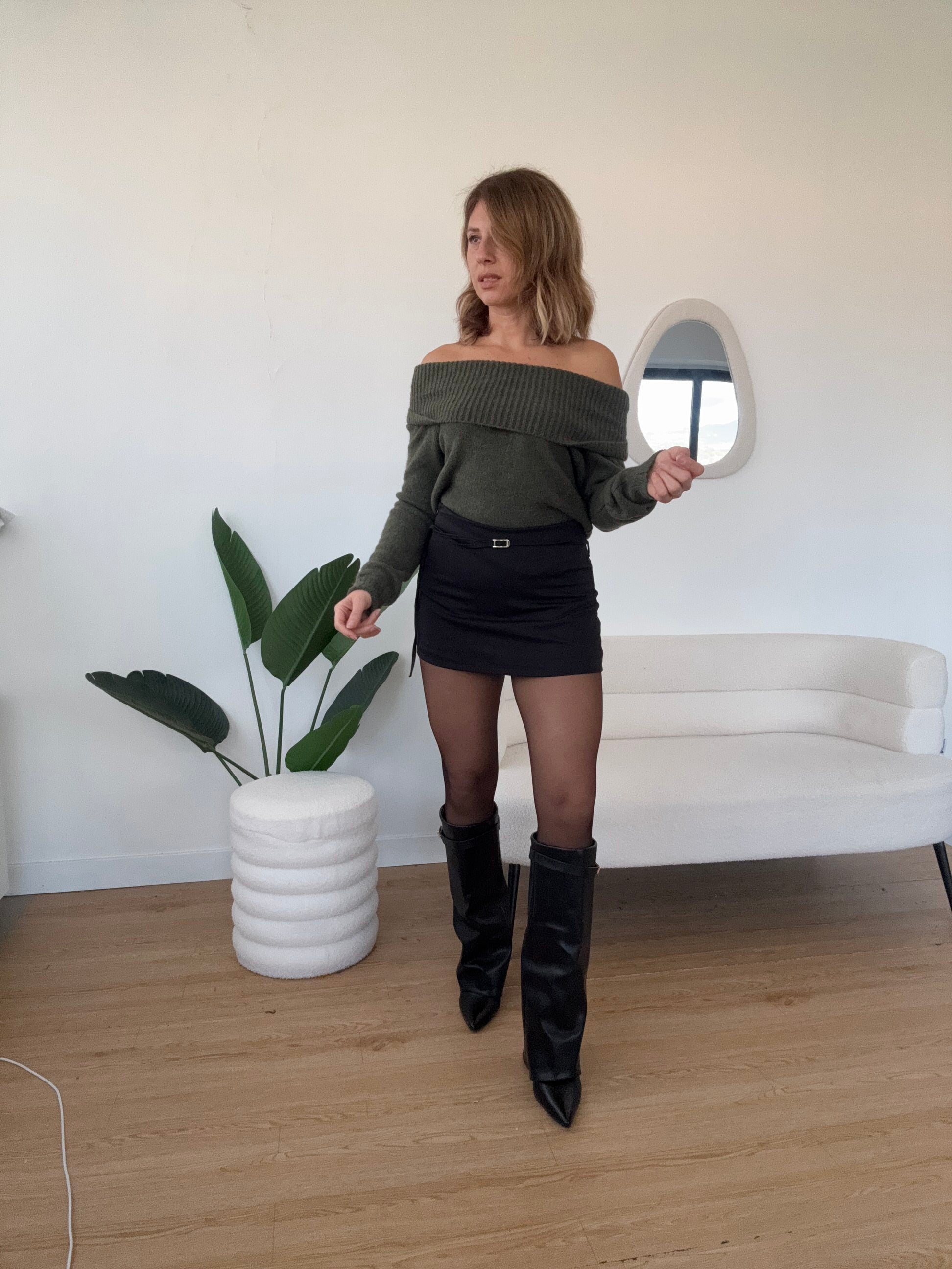 Maglione scollo a barca verde