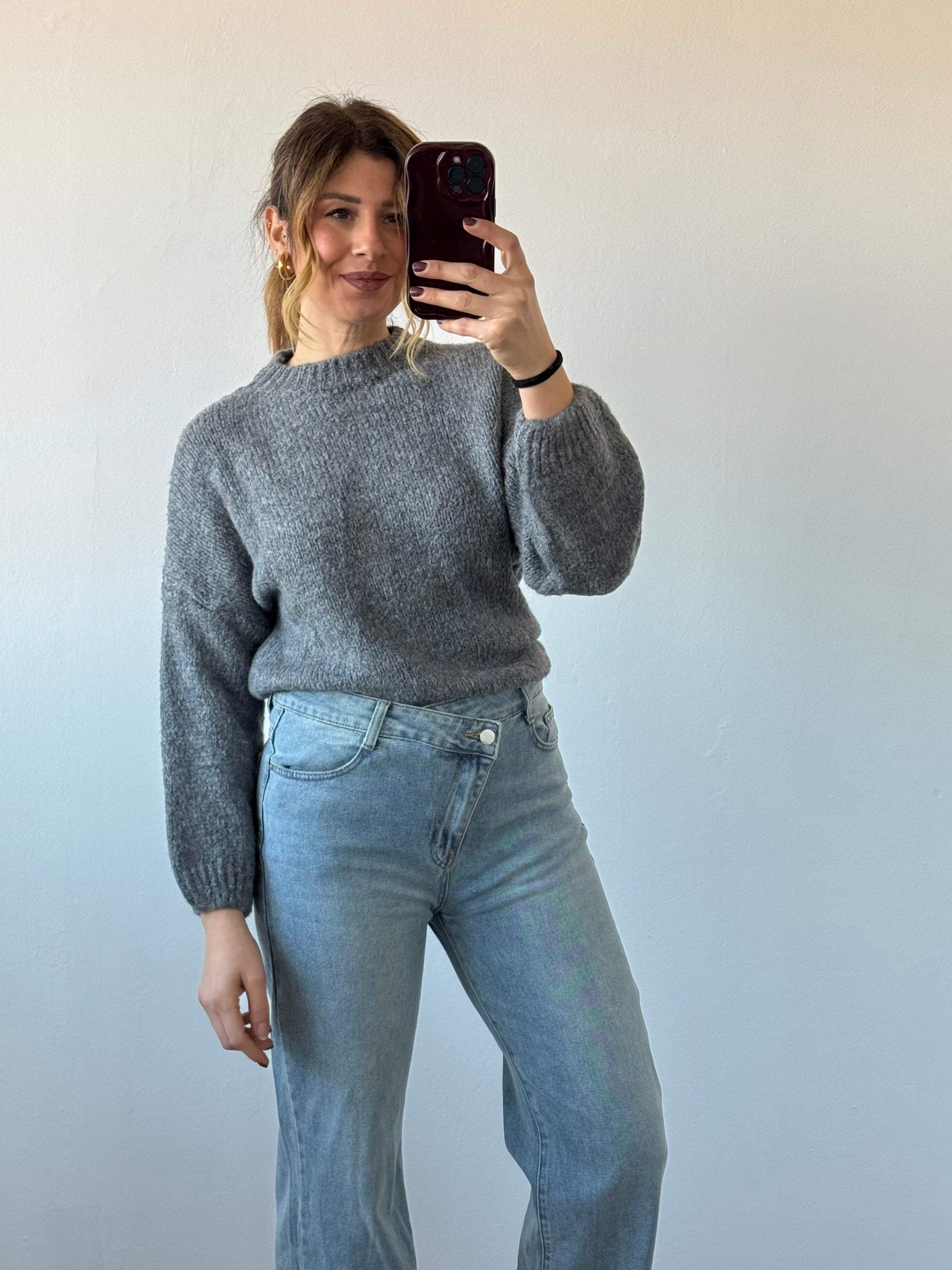 Maglione basic girocollo filato spesso