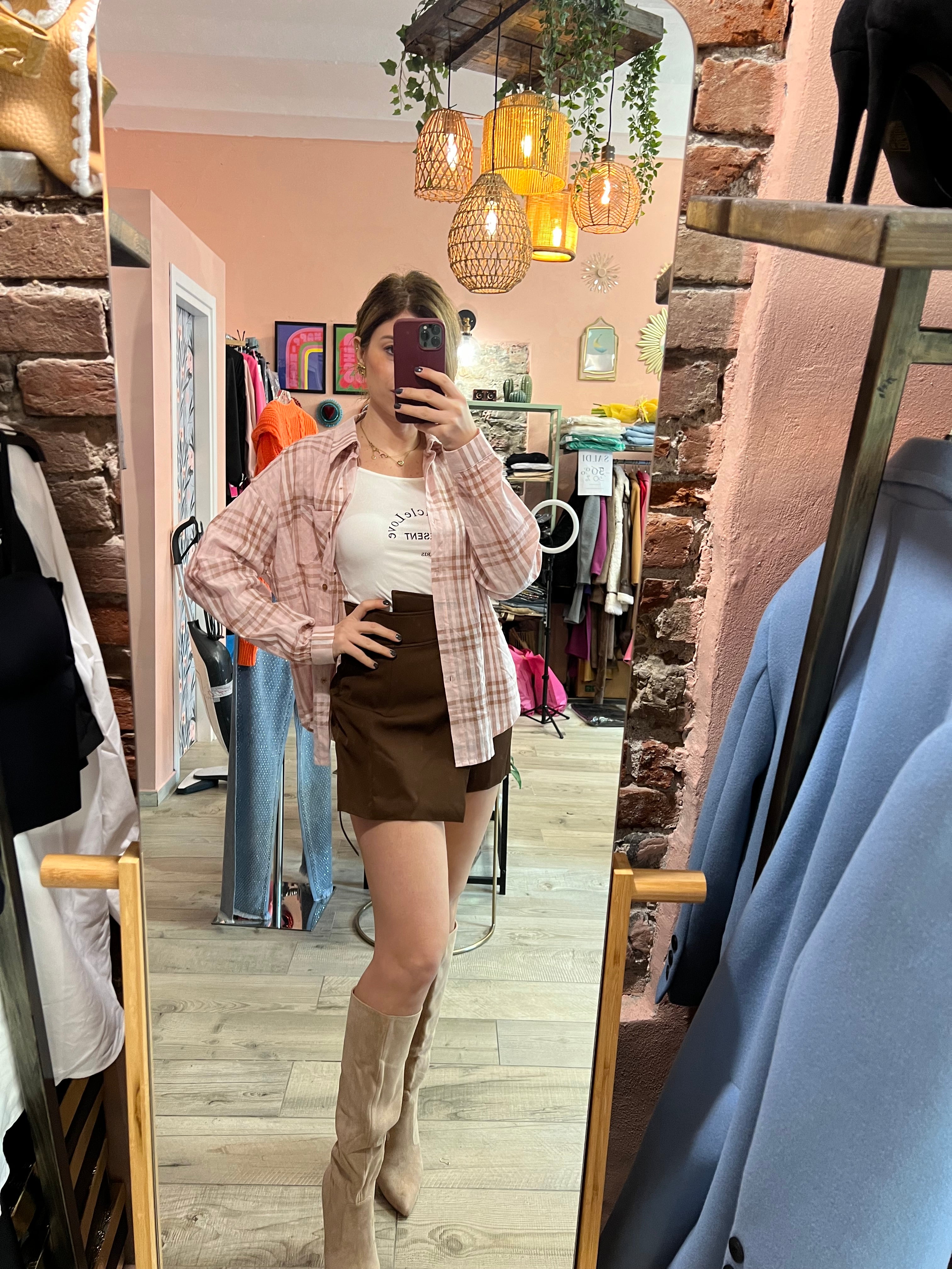 Camicia a quadri con canotta